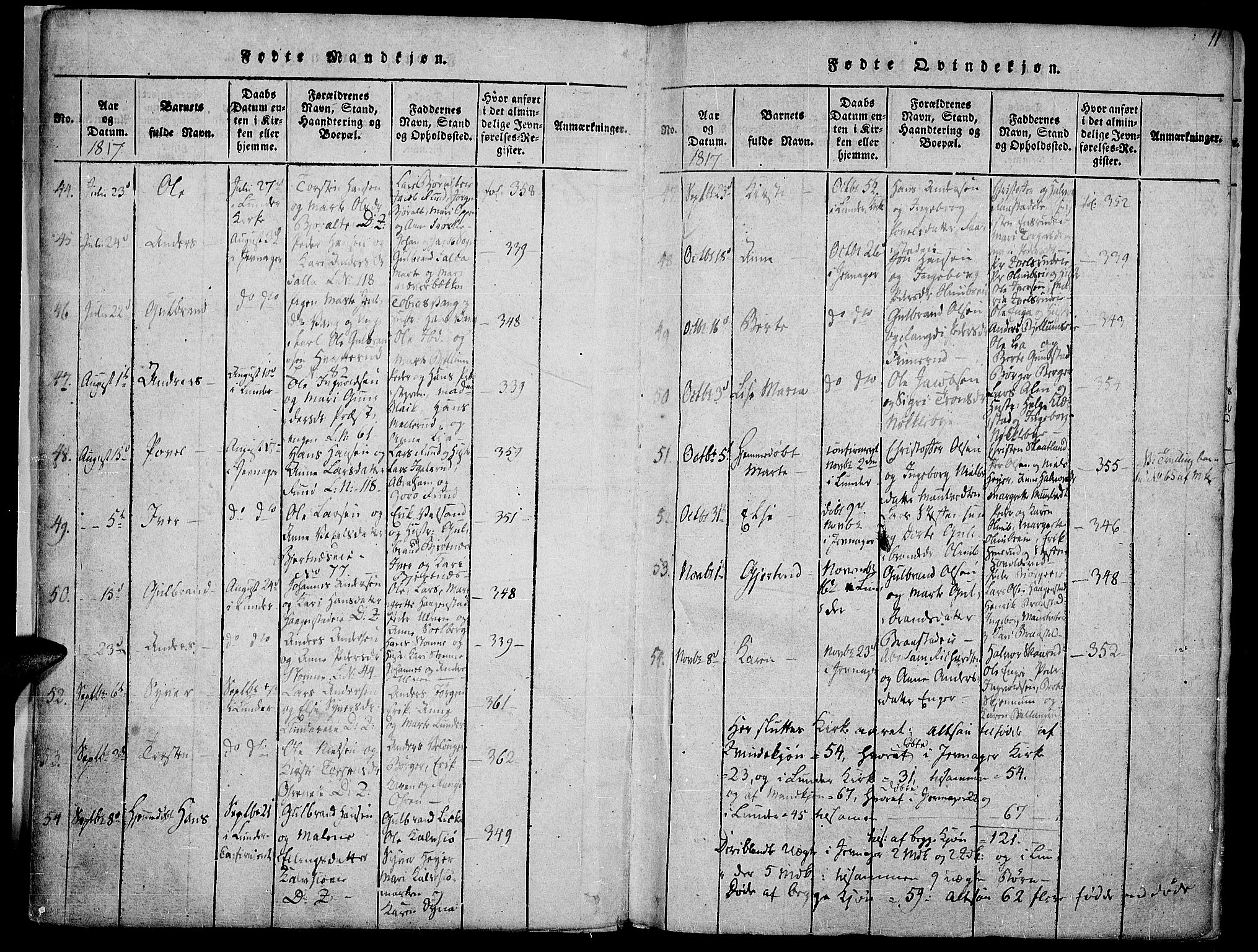 Jevnaker prestekontor, SAH/PREST-116/H/Ha/Haa/L0005: Parish register (official) no. 5, 1815-1837, p. 11