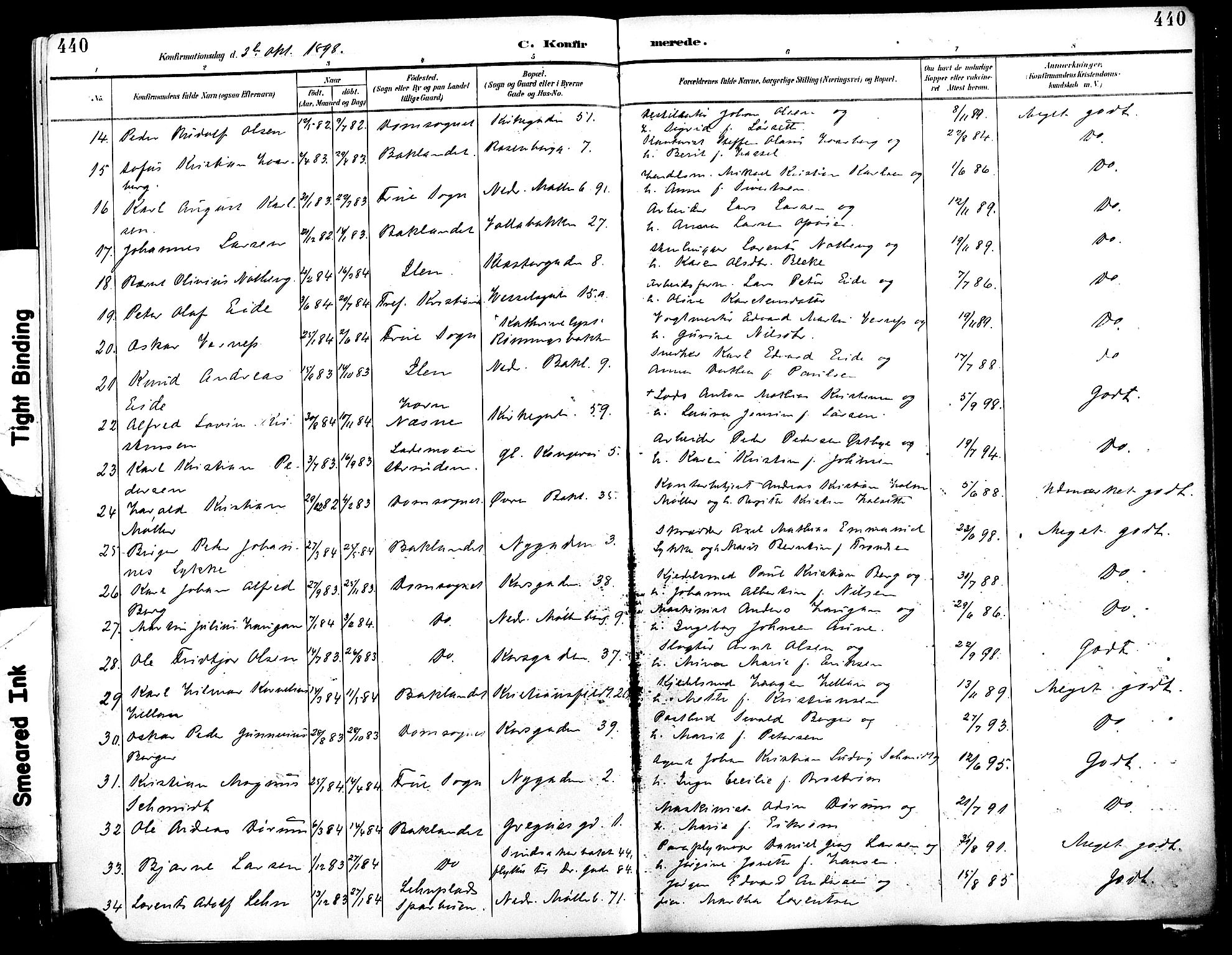 Ministerialprotokoller, klokkerbøker og fødselsregistre - Sør-Trøndelag, AV/SAT-A-1456/604/L0197: Parish register (official) no. 604A18, 1893-1900, p. 440