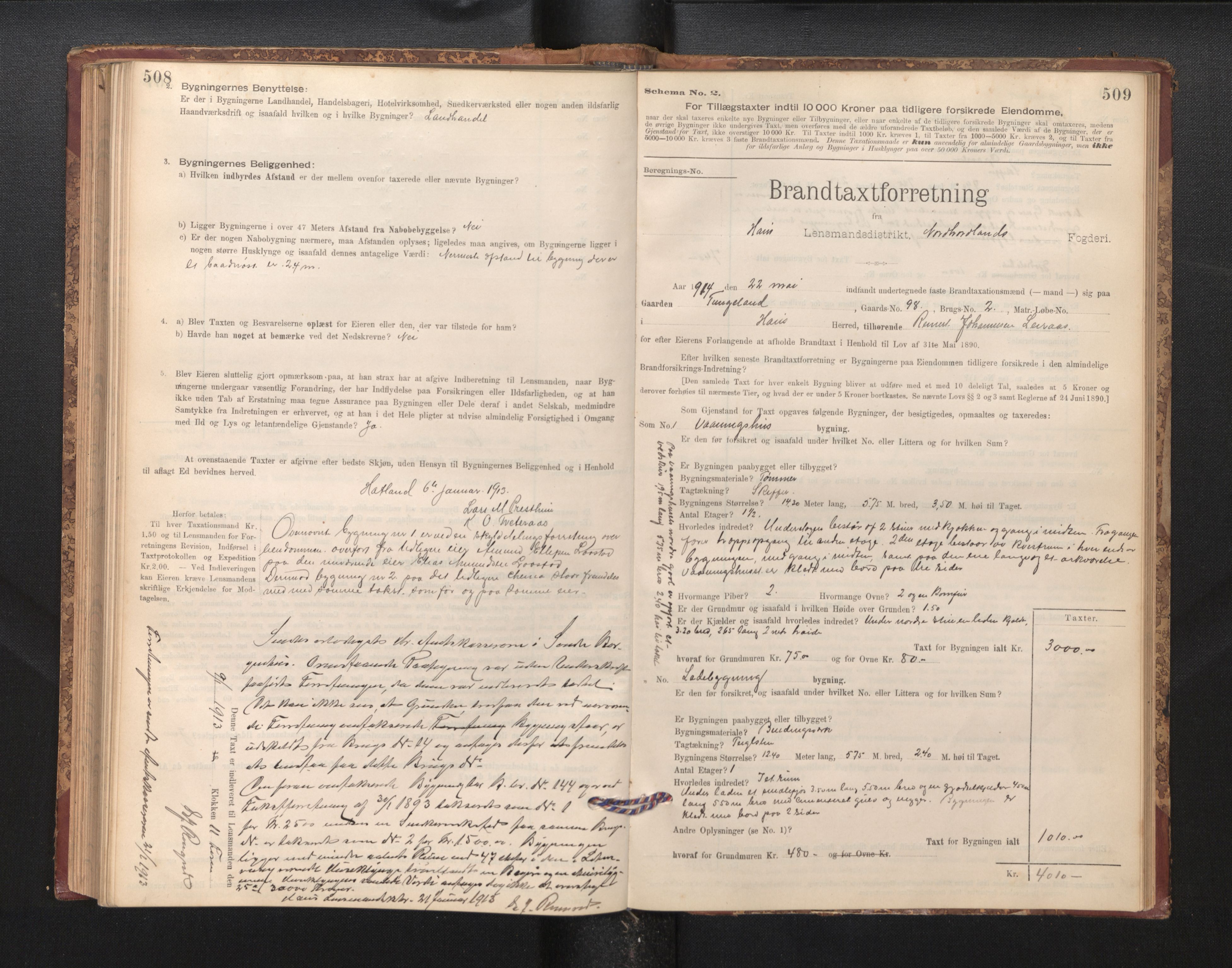 Lensmannen i Haus, SAB/A-32701/0012/L0006: Branntakstprotokoll, skjematakst, 1895-1941, p. 508-509