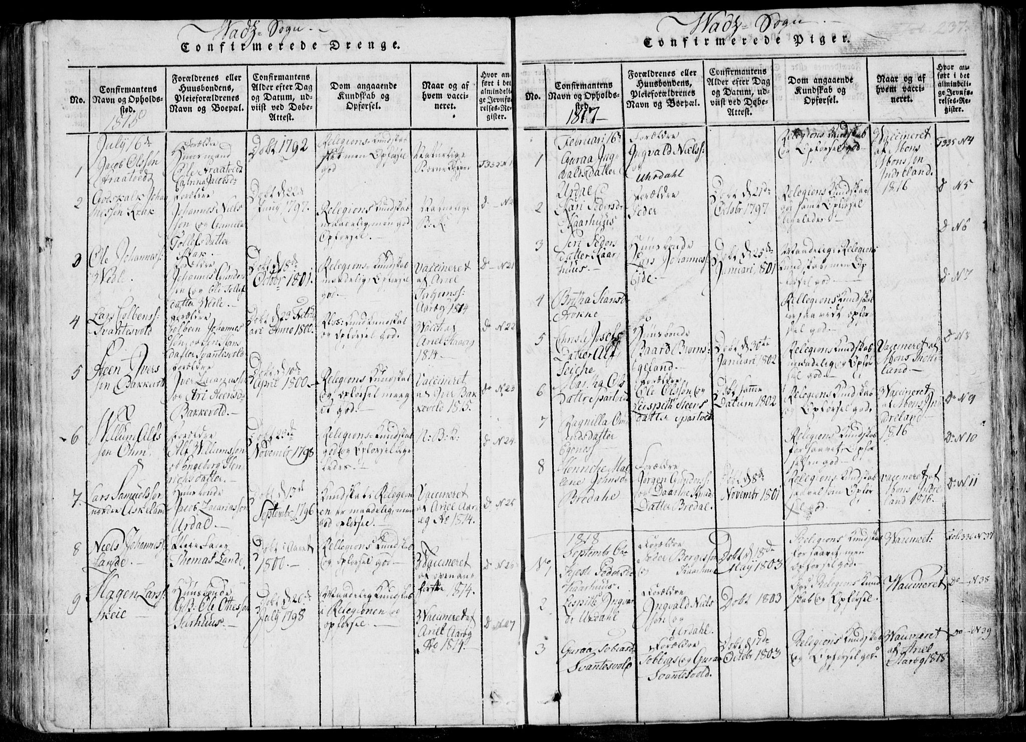 Skjold sokneprestkontor, AV/SAST-A-101847/H/Ha/Haa/L0004: Parish register (official) no. A 4 /2, 1815-1830, p. 237