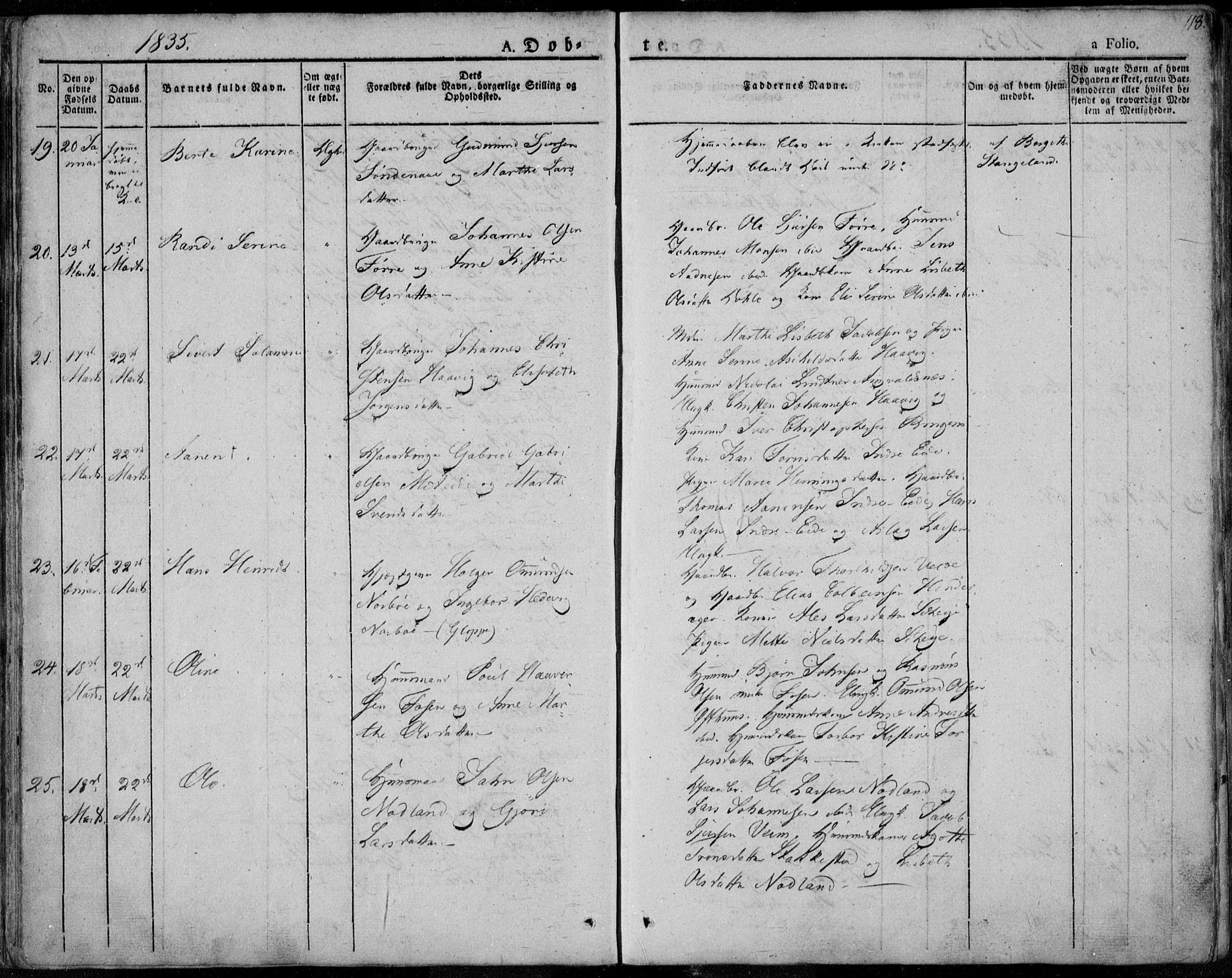 Avaldsnes sokneprestkontor, SAST/A -101851/H/Ha/Haa/L0005: Parish register (official) no. A 5.1, 1825-1841, p. 118
