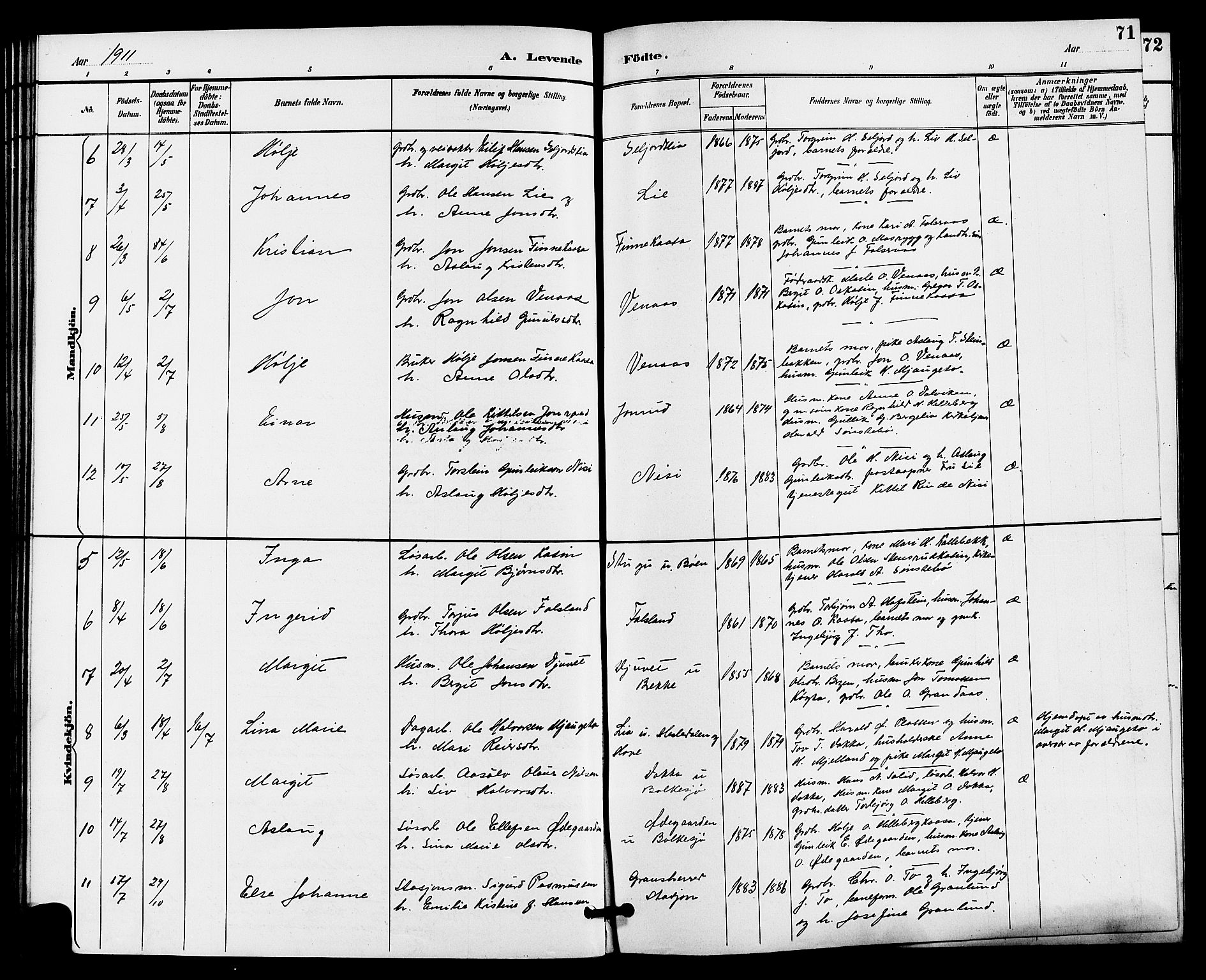 Gransherad kirkebøker, SAKO/A-267/G/Ga/L0003: Parish register (copy) no. I 3, 1887-1915, p. 71