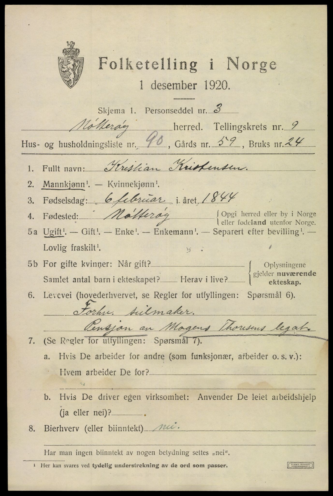 SAKO, 1920 census for Nøtterøy, 1920, p. 12305