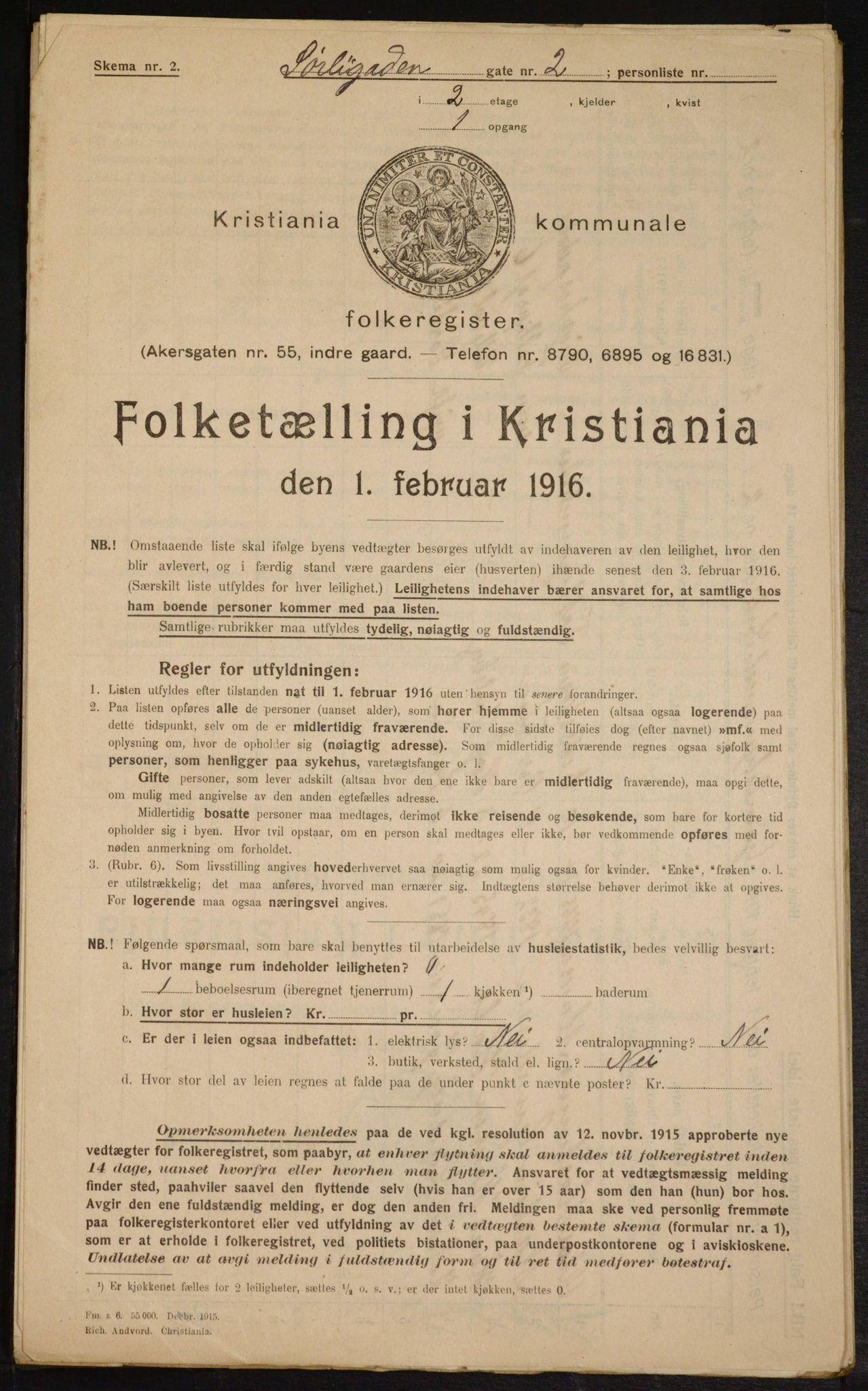 OBA, Municipal Census 1916 for Kristiania, 1916, p. 109413