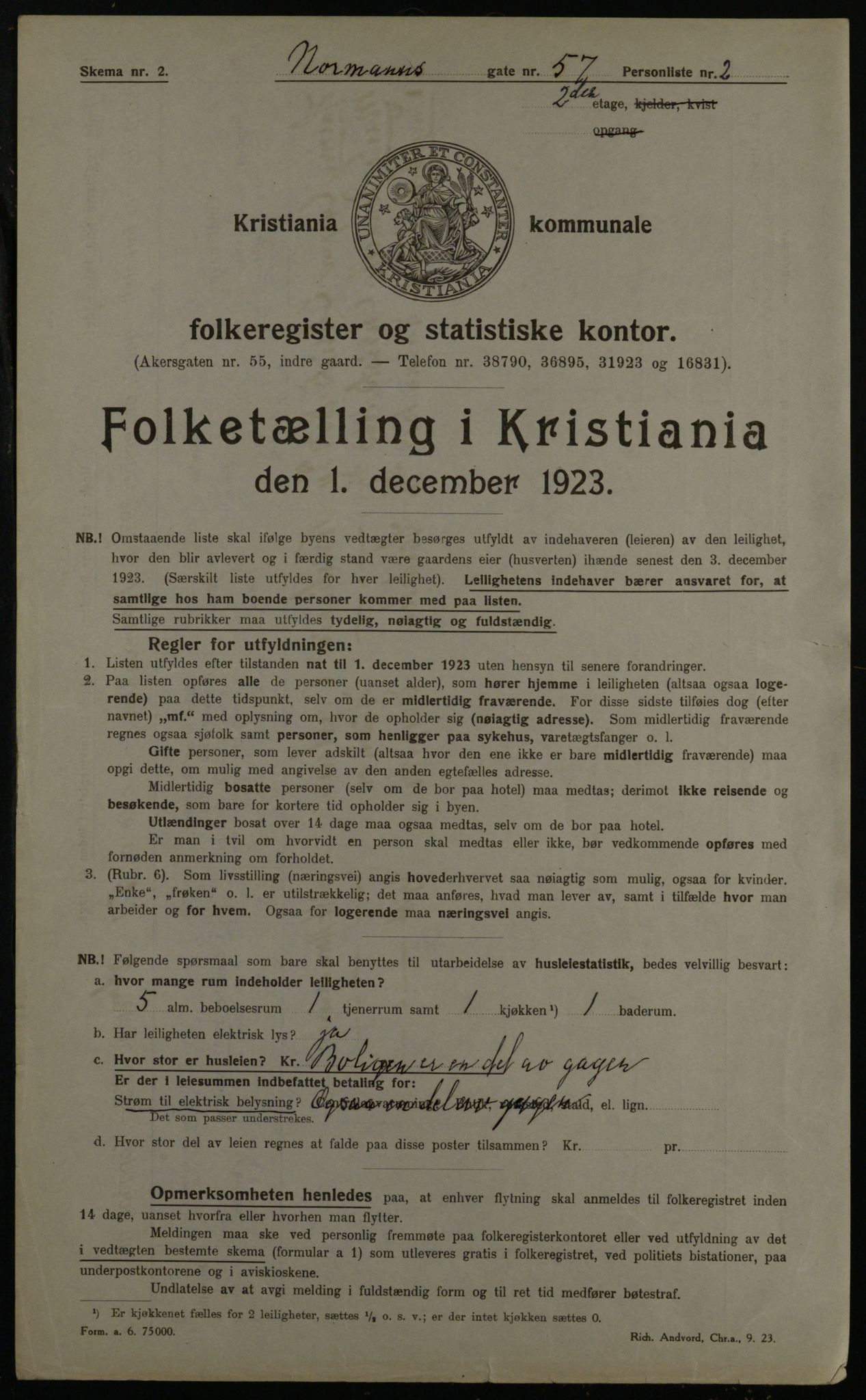 OBA, Municipal Census 1923 for Kristiania, 1923, p. 81203