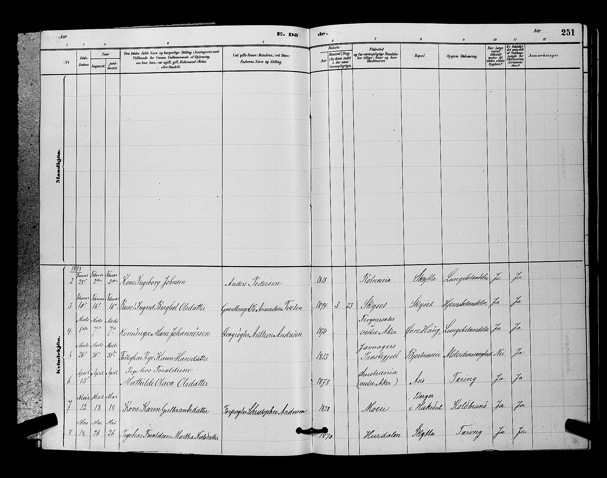 Nittedal prestekontor Kirkebøker, AV/SAO-A-10365a/G/Ga/L0002: Parish register (copy) no. I 2, 1879-1901, p. 251