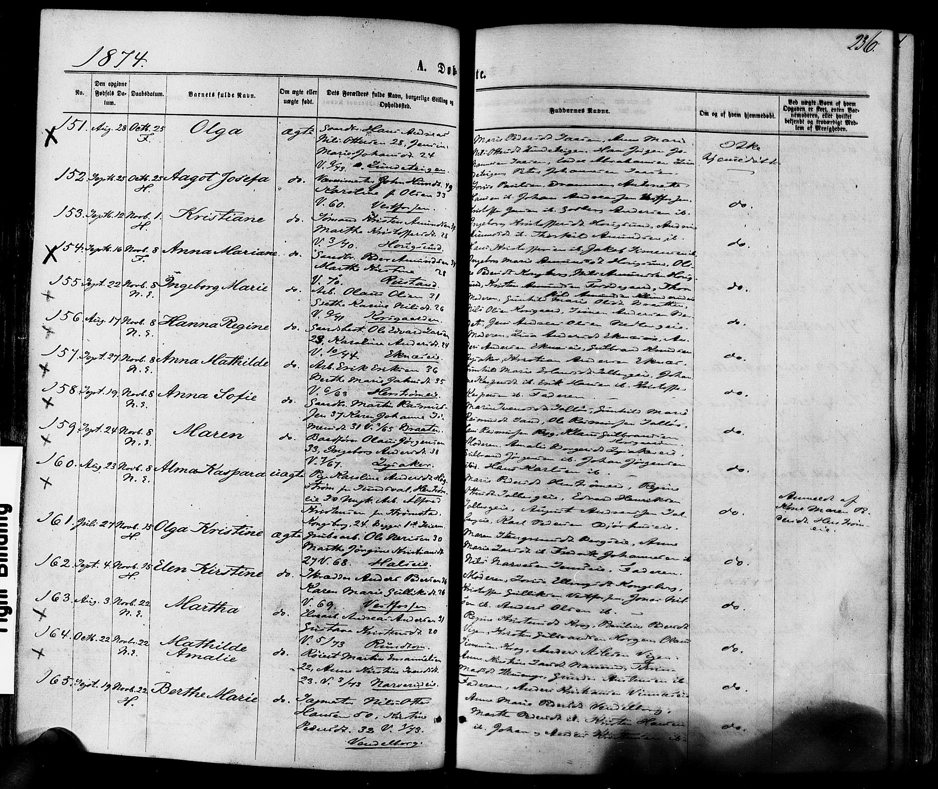 Eiker kirkebøker, AV/SAKO-A-4/F/Fa/L0017: Parish register (official) no. I 17, 1869-1877, p. 236