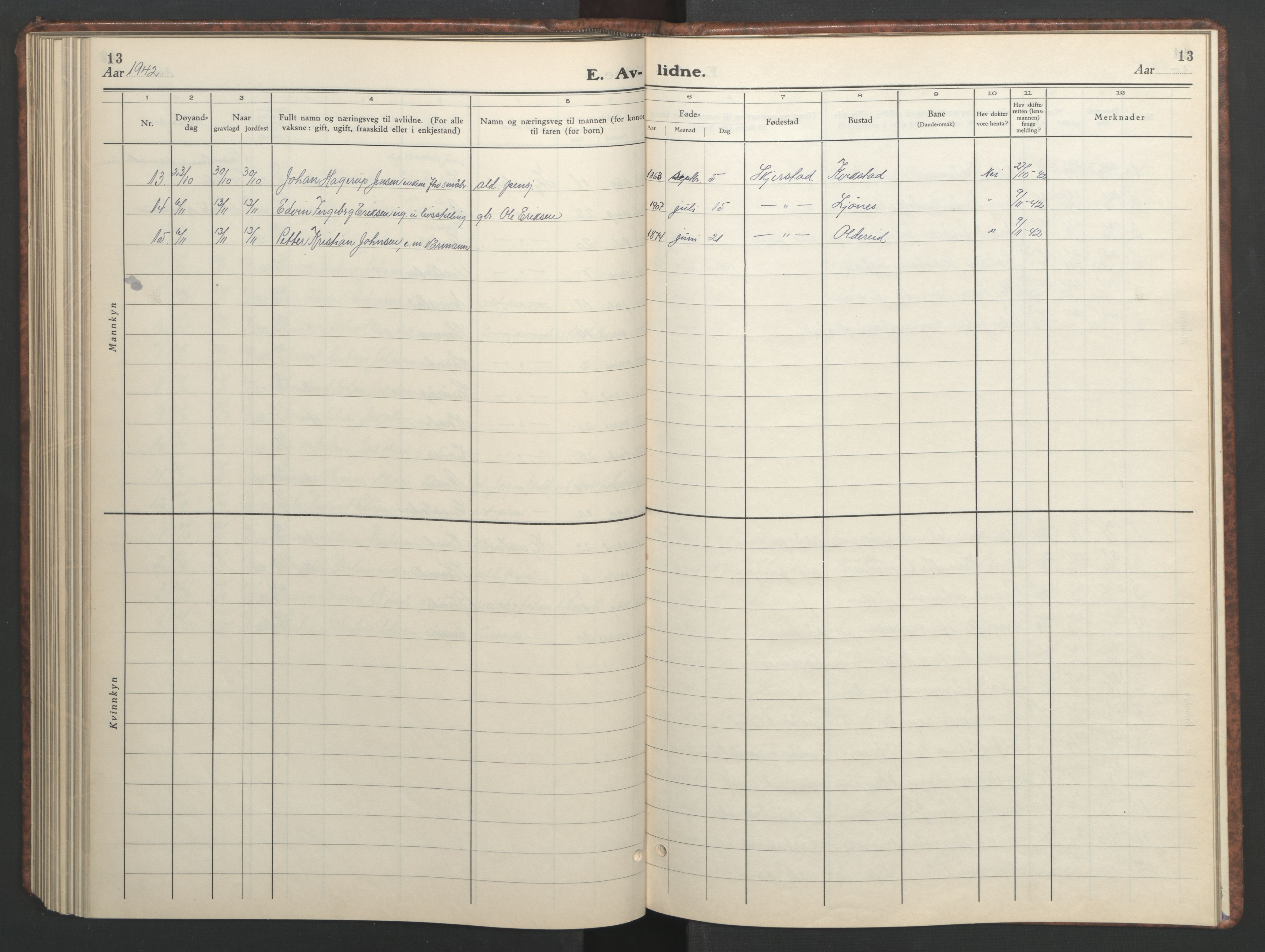 Ministerialprotokoller, klokkerbøker og fødselsregistre - Nordland, AV/SAT-A-1459/852/L0758: Parish register (copy) no. 852C09, 1935-1952, p. 13