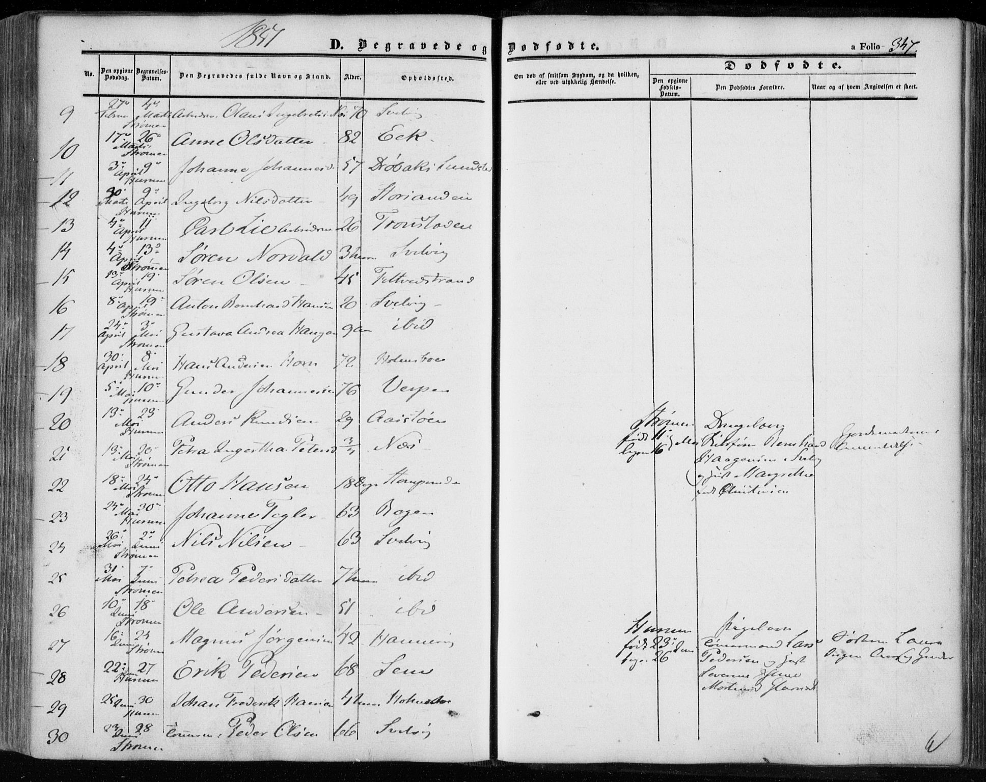 Hurum kirkebøker, SAKO/A-229/F/Fa/L0011: Parish register (official) no. 11, 1847-1860, p. 347