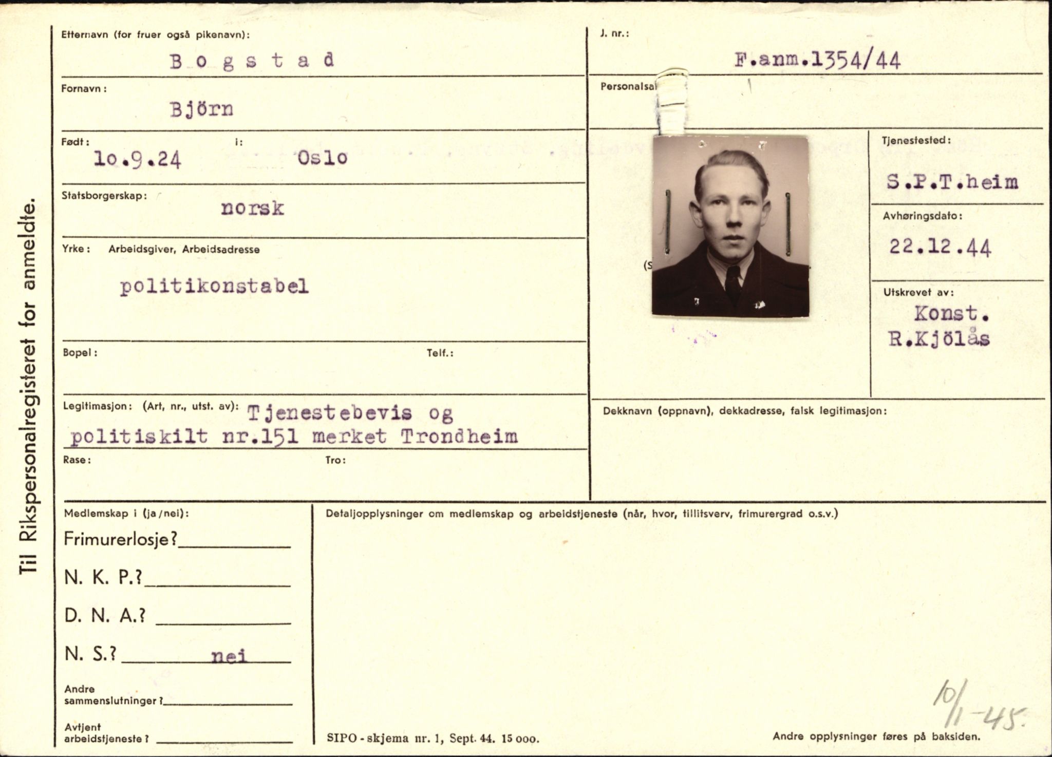 Statspolitiet - Hovedkontoret / Osloavdelingen, AV/RA-S-1329/C/Ca/L0002: Arneberg - Brand, 1943-1945, p. 4427