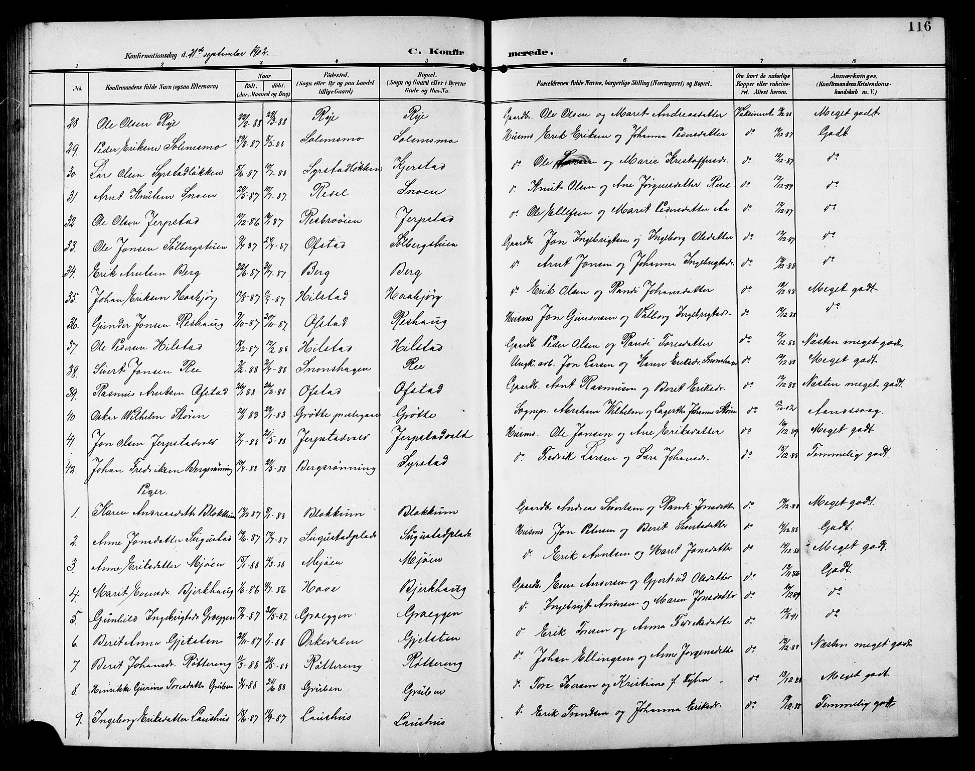Ministerialprotokoller, klokkerbøker og fødselsregistre - Sør-Trøndelag, SAT/A-1456/672/L0864: Parish register (copy) no. 672C03, 1902-1914, p. 116
