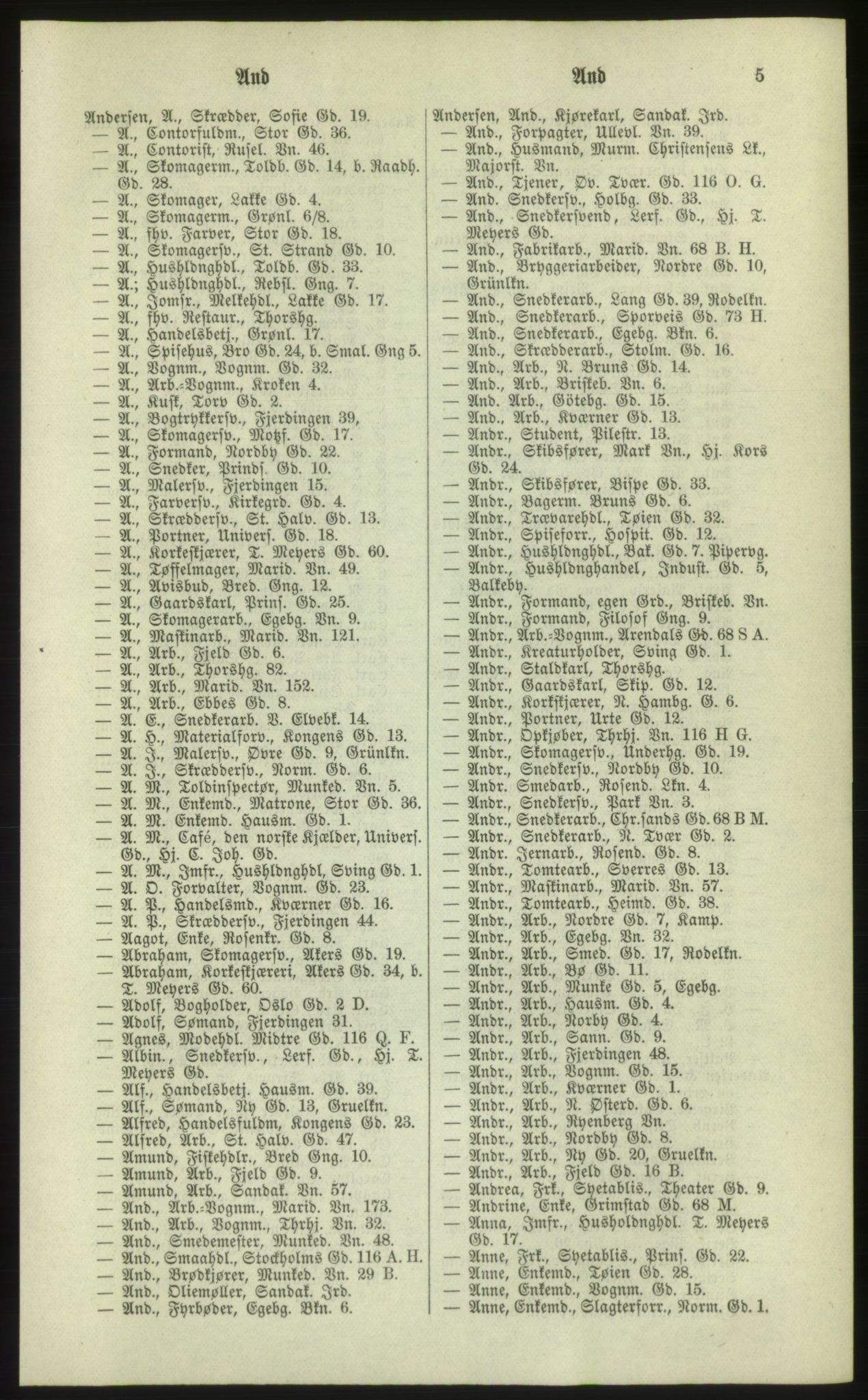 Kristiania/Oslo adressebok, PUBL/-, 1881, p. 5