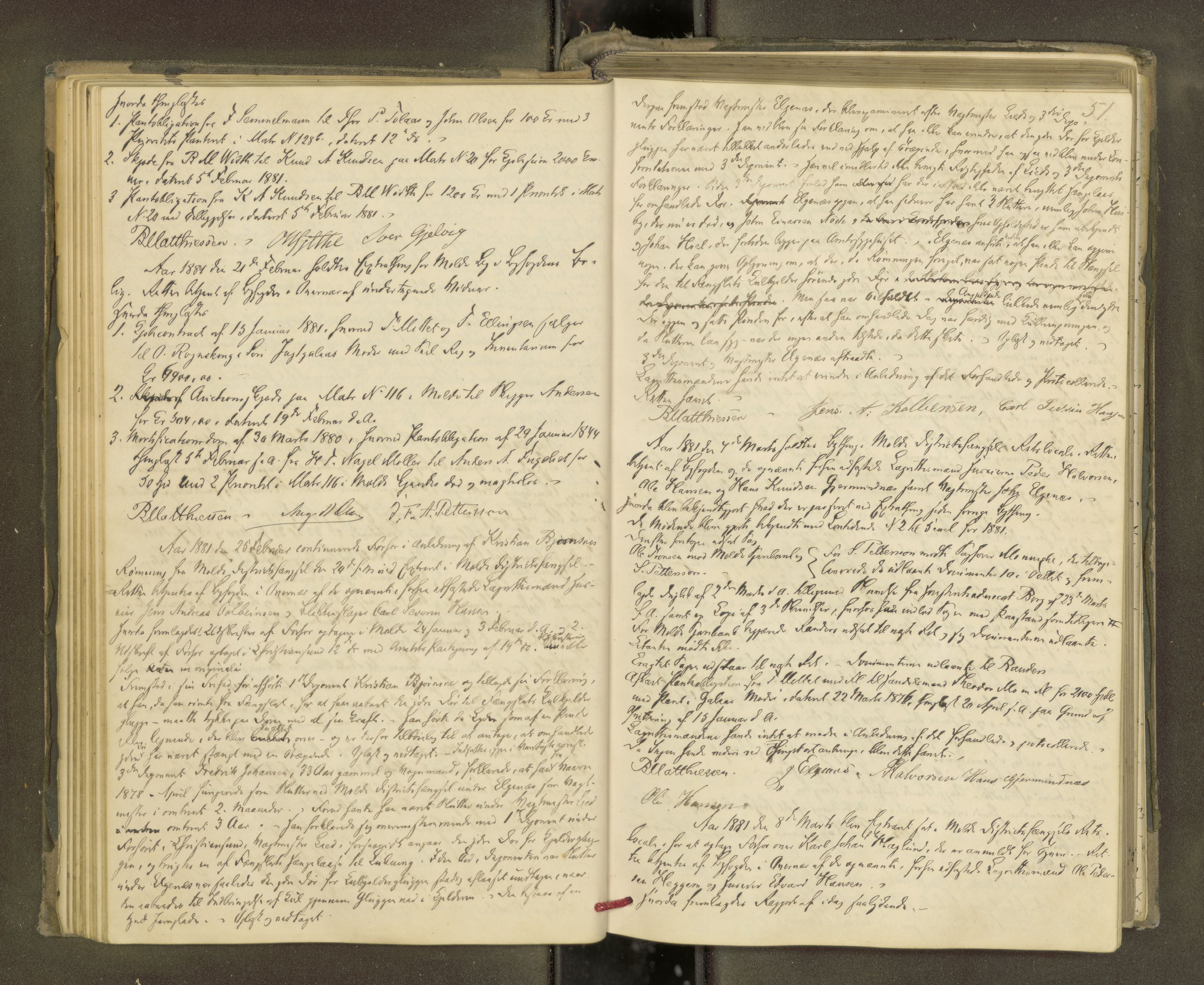 Molde byfogd, AV/SAT-A-0025/1/1A/L0012: Justisprotokoll, 1879-1890, p. 50b-51a