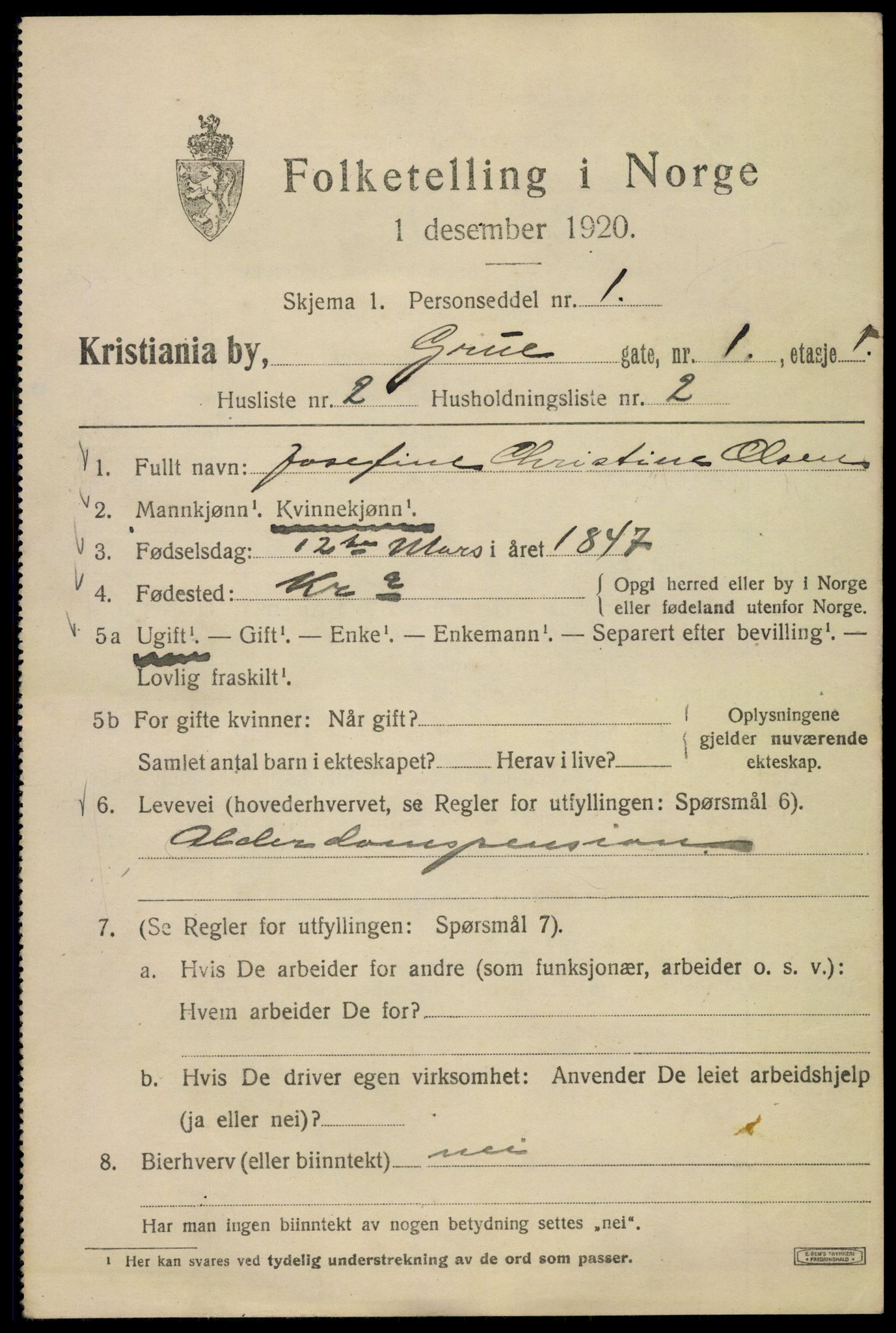 SAO, 1920 census for Kristiania, 1920, p. 252467