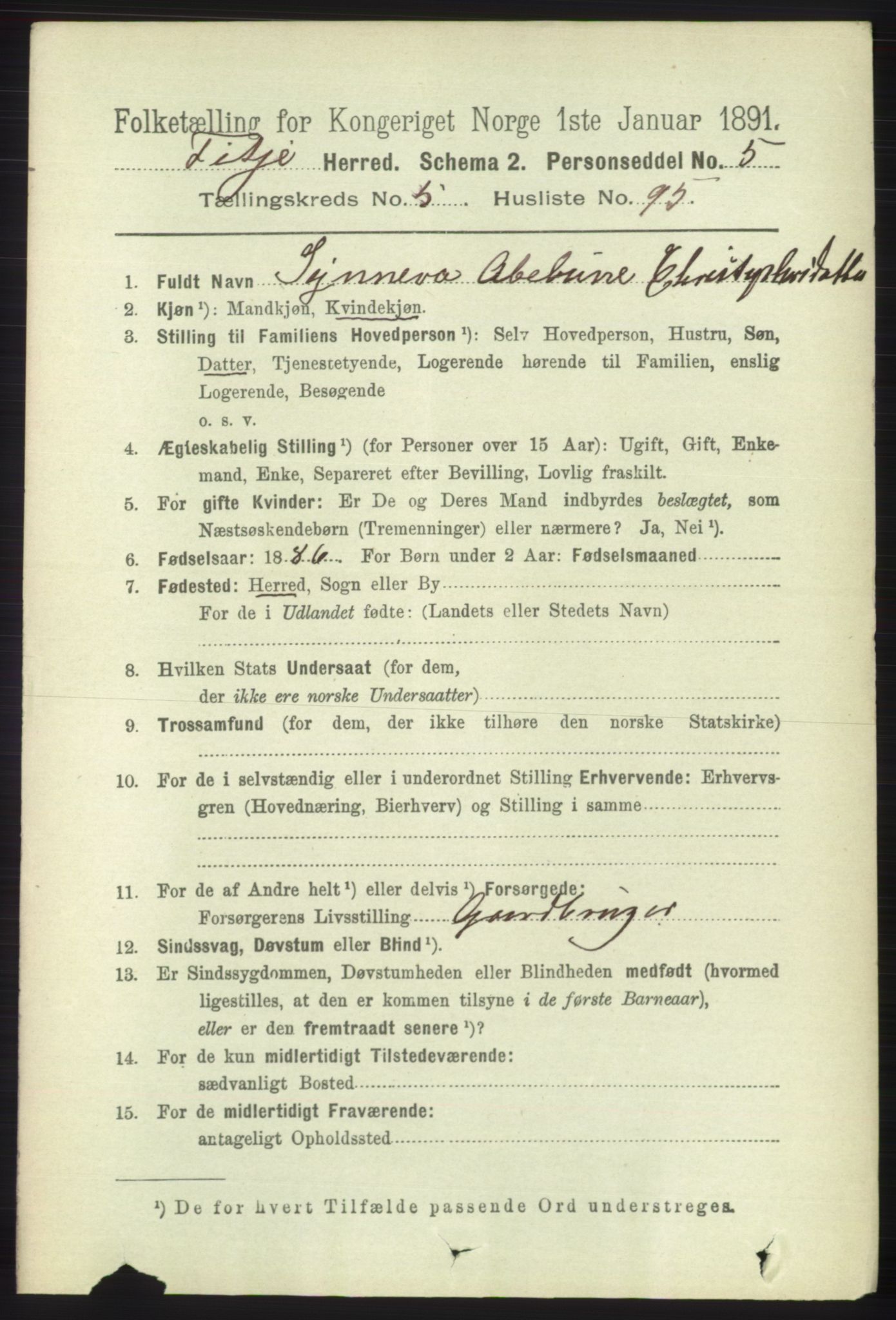 RA, 1891 census for 1222 Fitjar, 1891, p. 2307