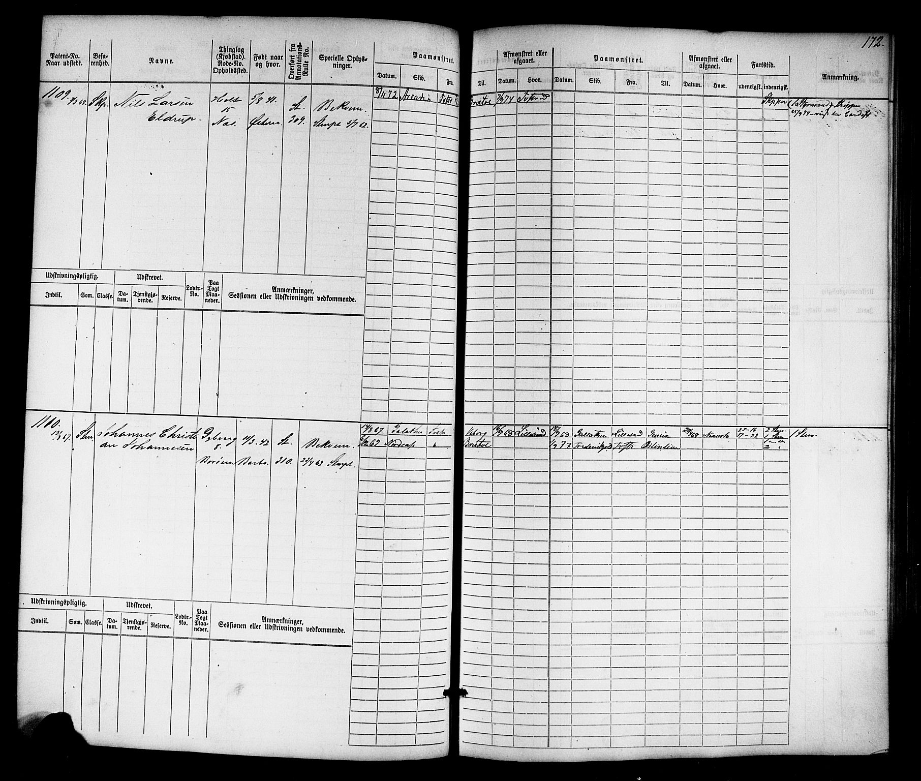 Tvedestrand mønstringskrets, AV/SAK-2031-0011/F/Fb/L0016: Hovedrulle nr 767-1532, U-32, 1869-1910, p. 174