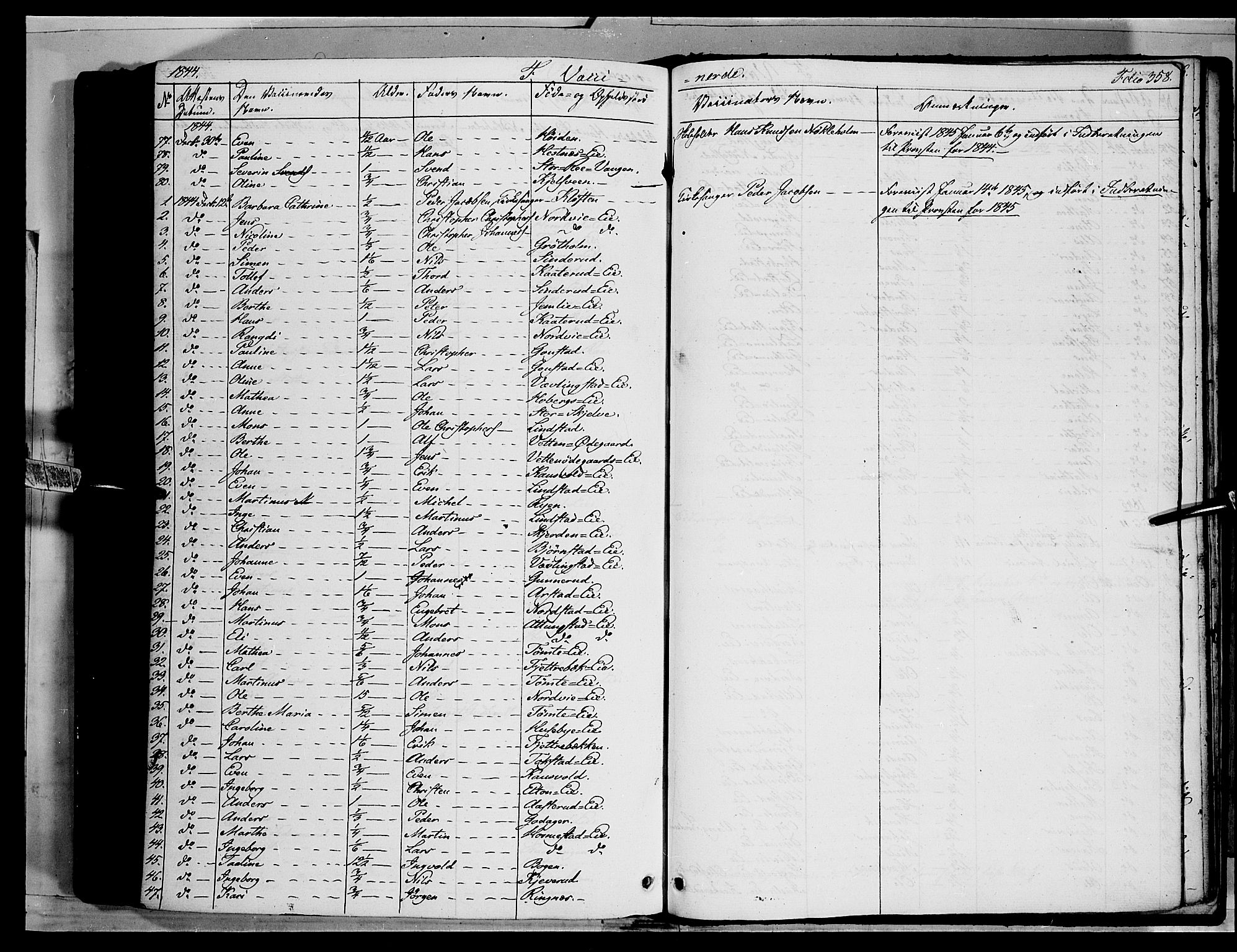 Stange prestekontor, AV/SAH-PREST-002/K/L0010: Parish register (official) no. 10, 1835-1845, p. 358