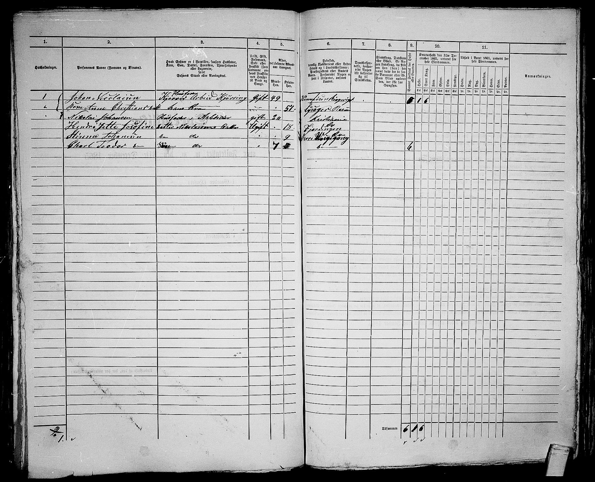 RA, 1865 census for Kristiania, 1865, p. 1528