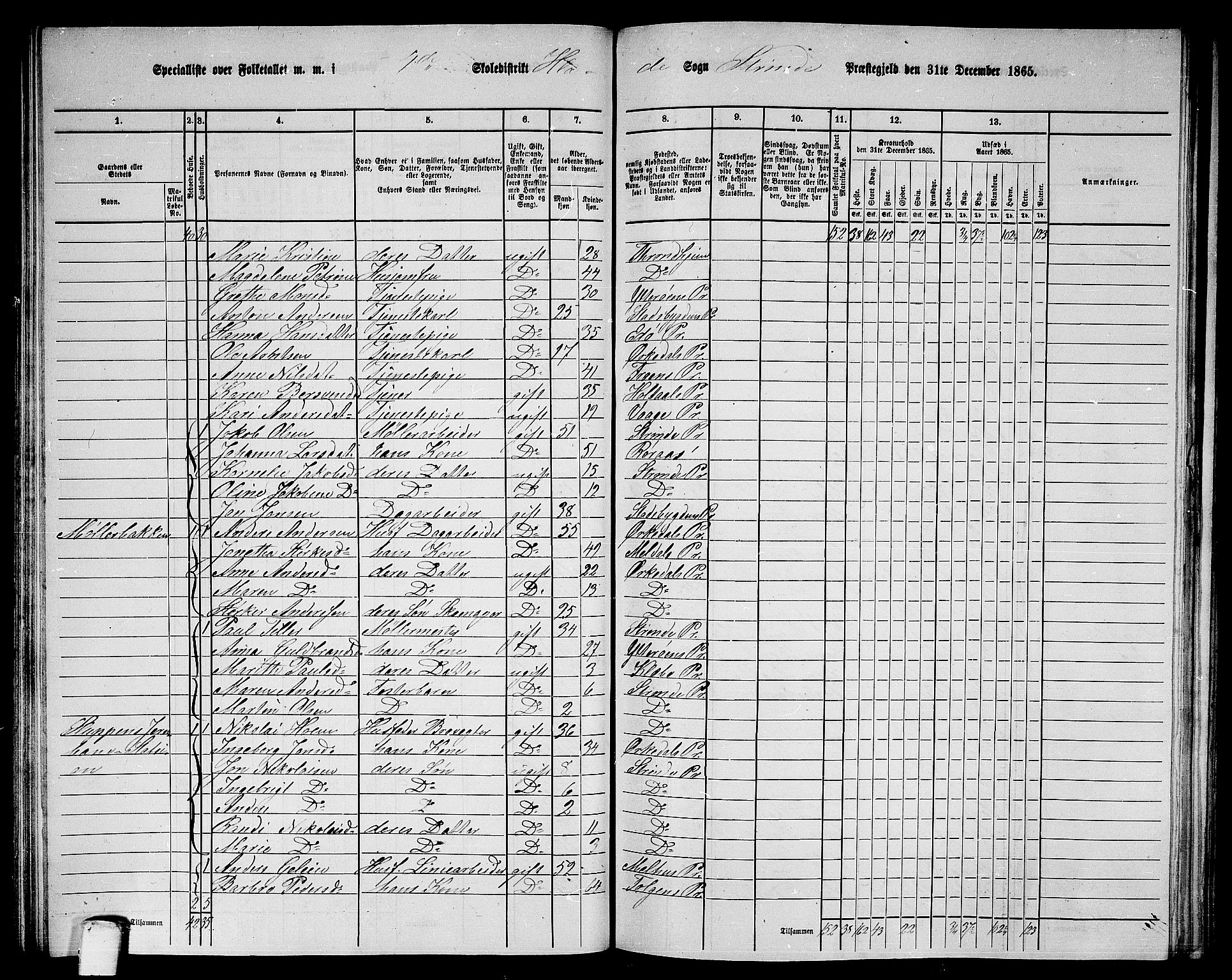 RA, 1865 census for Strinda, 1865, p. 108