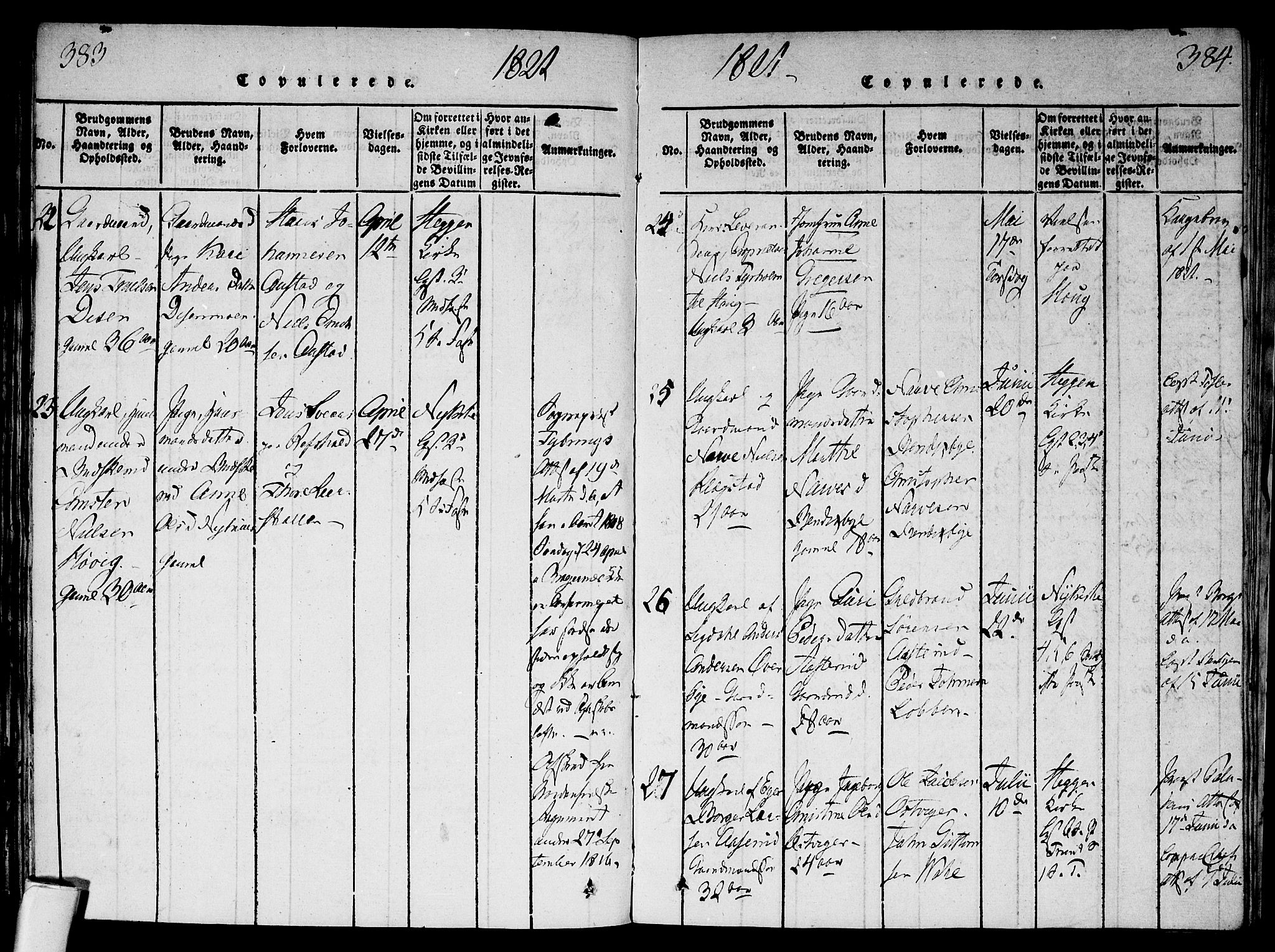 Modum kirkebøker, SAKO/A-234/F/Fa/L0004: Parish register (official) no. 4, 1818-1824, p. 383-384