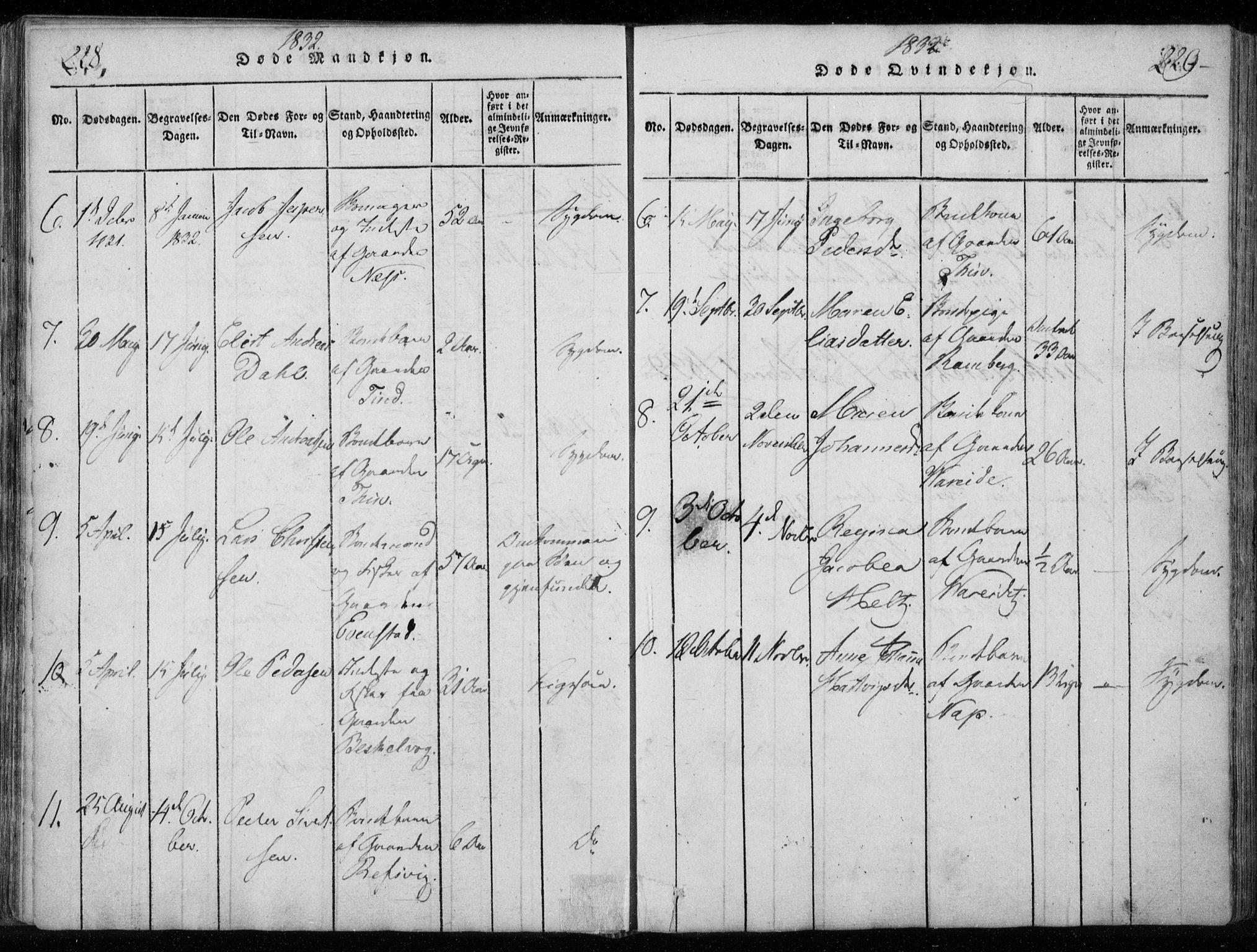 Ministerialprotokoller, klokkerbøker og fødselsregistre - Nordland, AV/SAT-A-1459/885/L1201: Parish register (official) no. 885A02, 1820-1837, p. 228-229