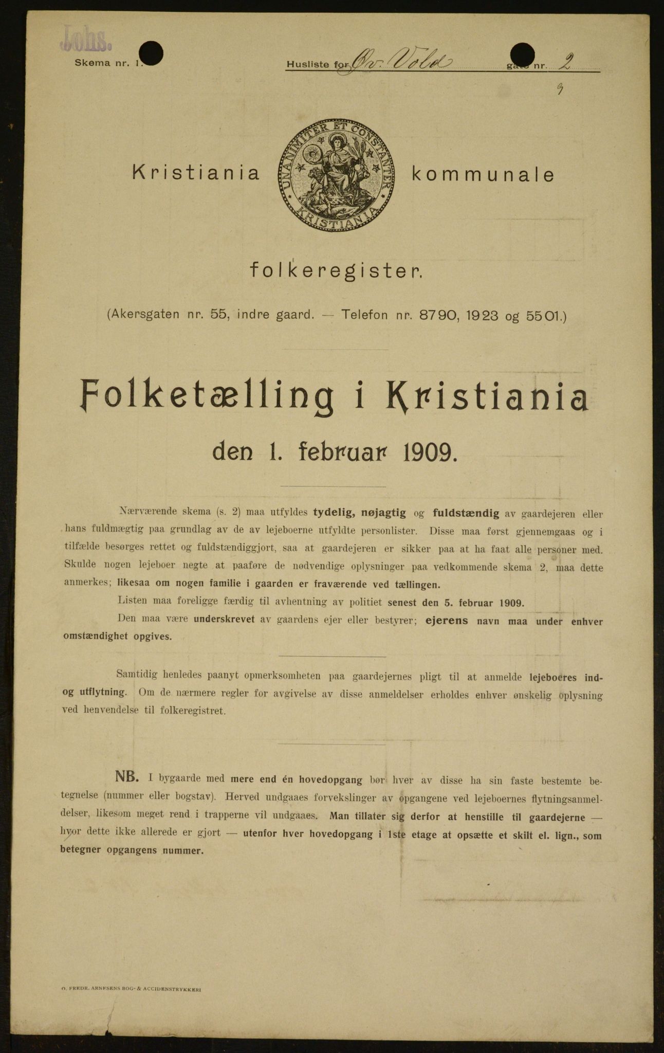 OBA, Municipal Census 1909 for Kristiania, 1909, p. 118057