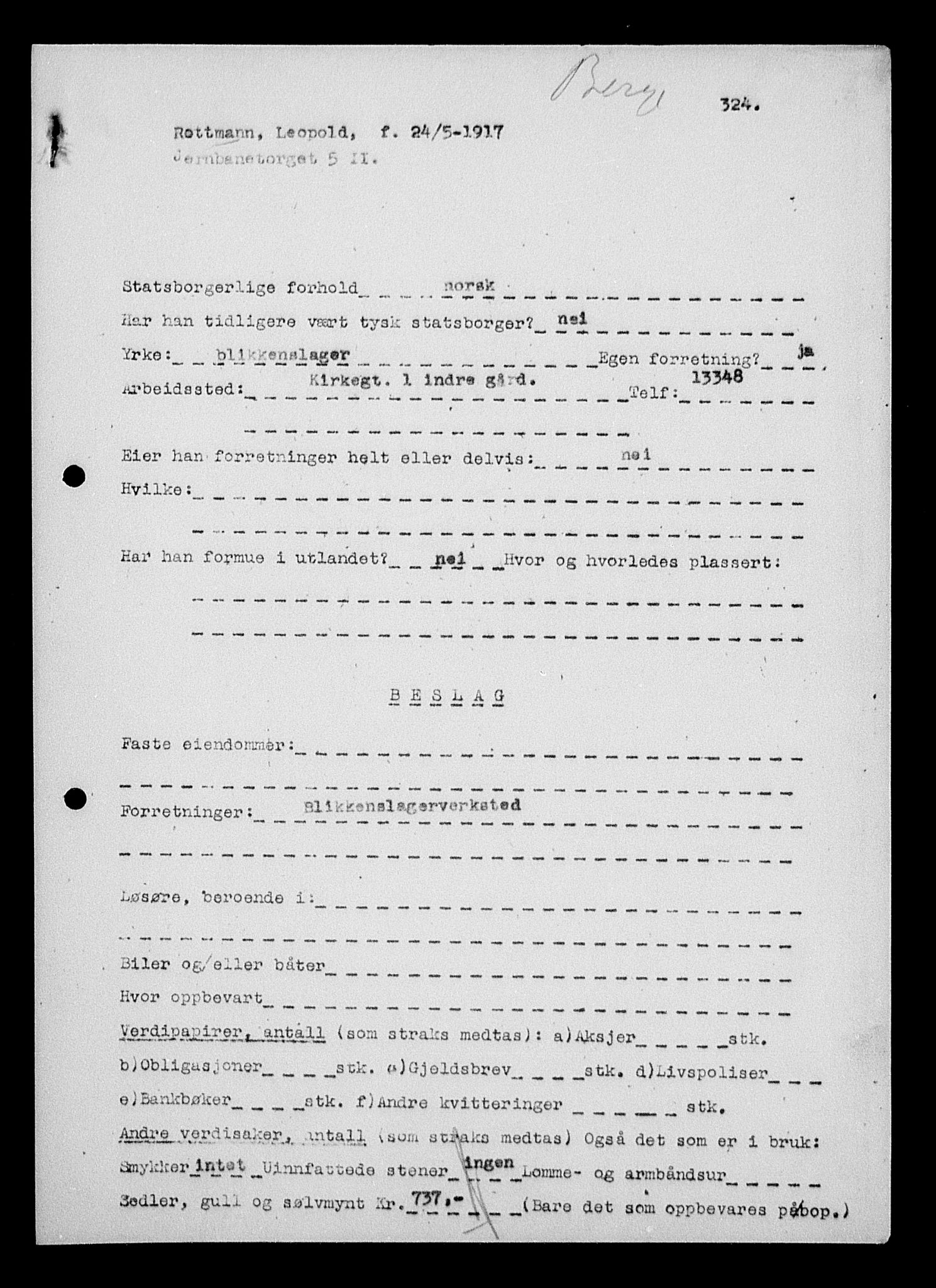 Justisdepartementet, Tilbakeføringskontoret for inndratte formuer, AV/RA-S-1564/H/Hc/Hcc/L0975: --, 1945-1947, p. 166