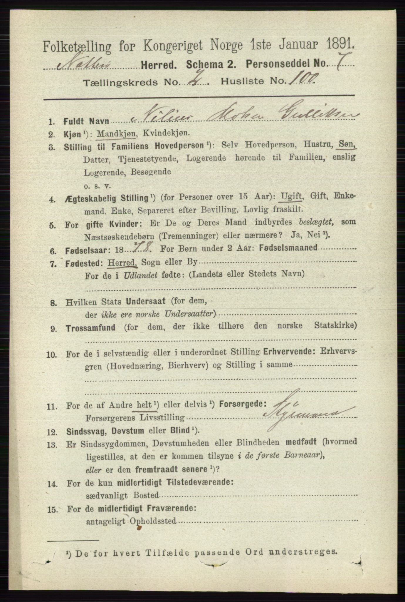 RA, 1891 census for 0722 Nøtterøy, 1891, p. 1473