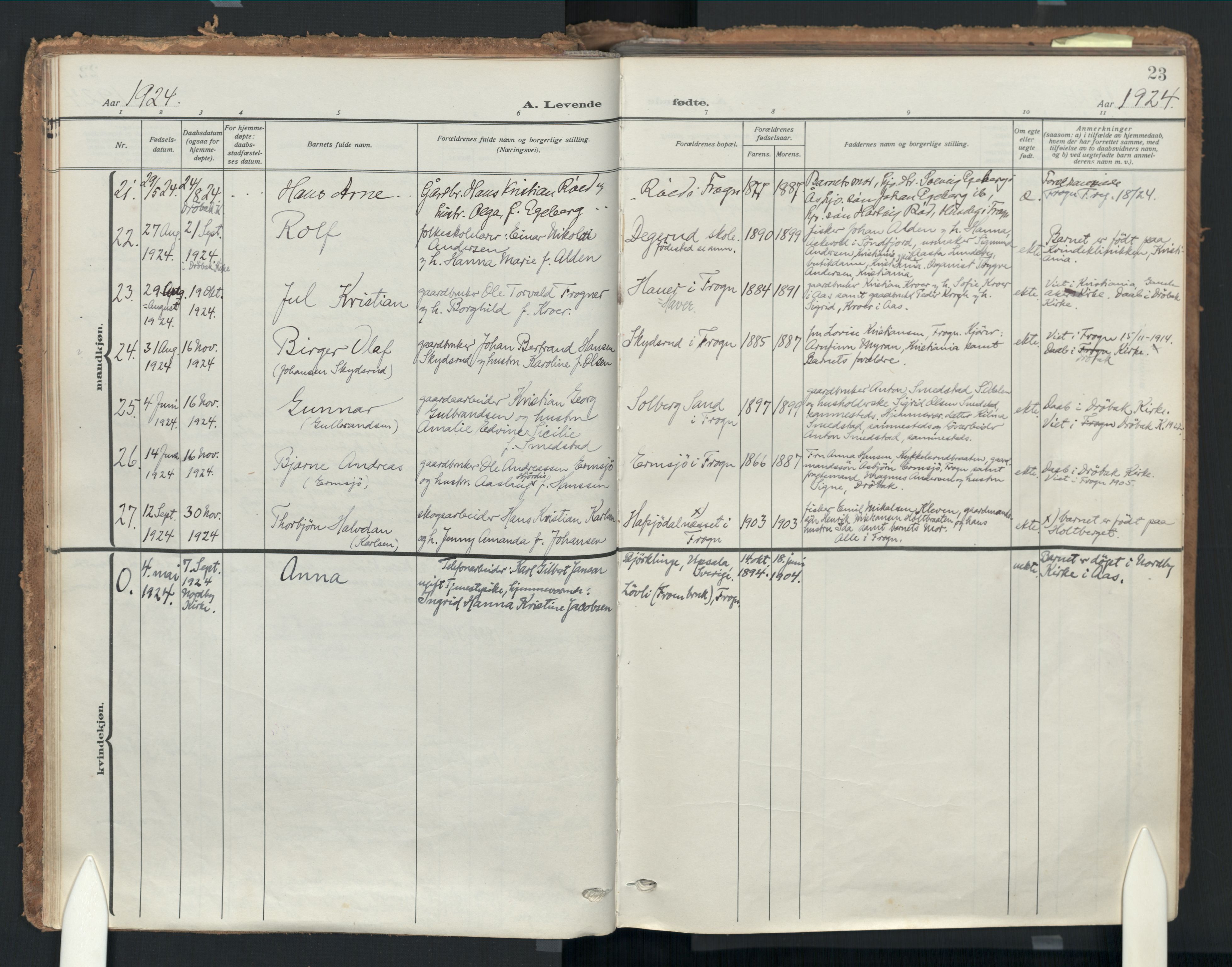 Drøbak prestekontor Kirkebøker, AV/SAO-A-10142a/F/Fc/L0004: Parish register (official) no. III 4, 1919-1935, p. 23