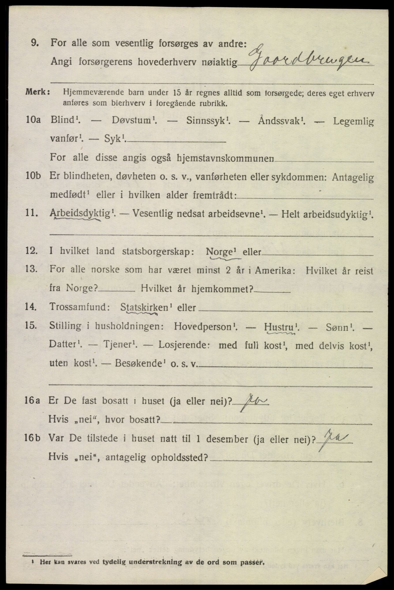 SAK, 1920 census for Spangereid, 1920, p. 3640