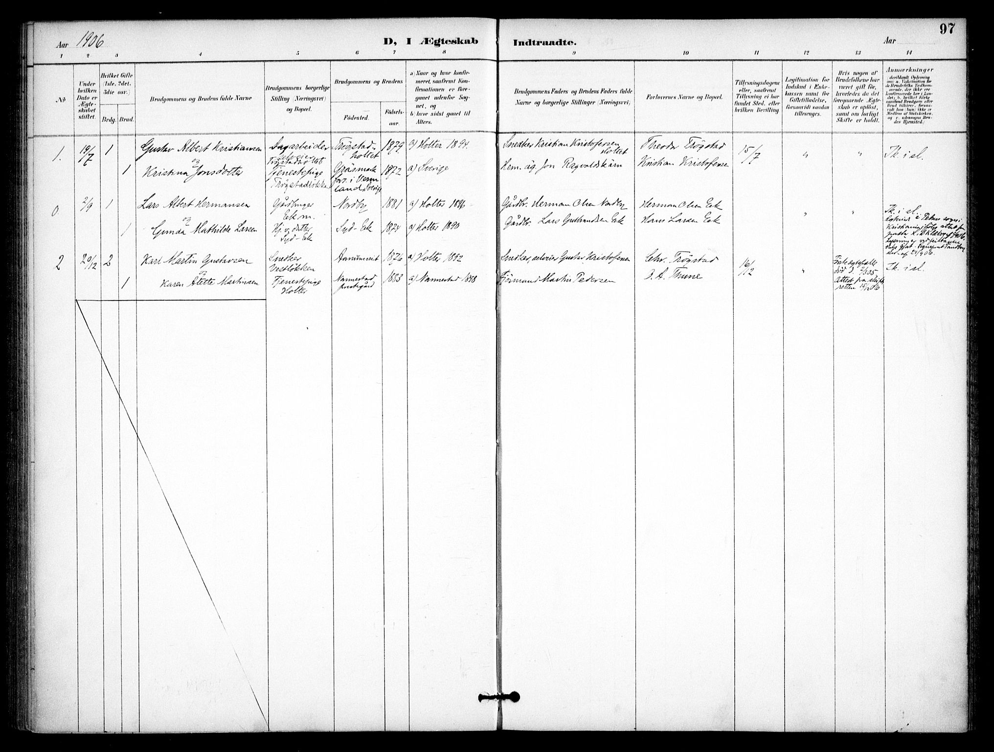 Nannestad prestekontor Kirkebøker, SAO/A-10414a/F/Fb/L0002: Parish register (official) no. II 2, 1891-1909, p. 97
