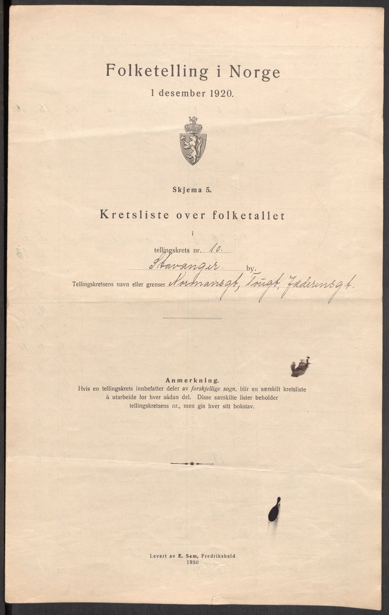 SAST, 1920 census for Stavanger, 1920, p. 34