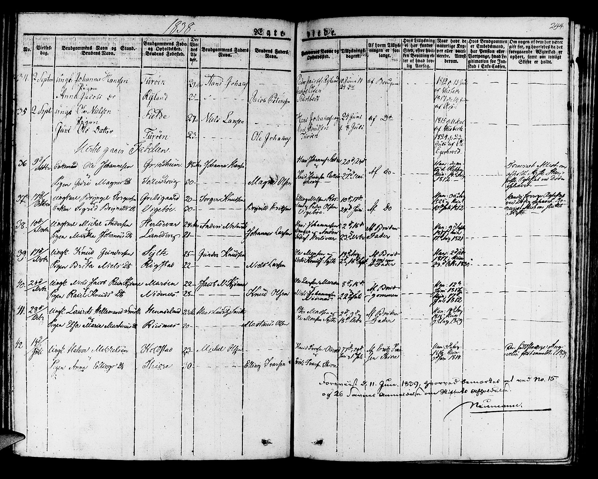 Manger sokneprestembete, AV/SAB-A-76801/H/Haa: Parish register (official) no. A 4, 1824-1838, p. 244