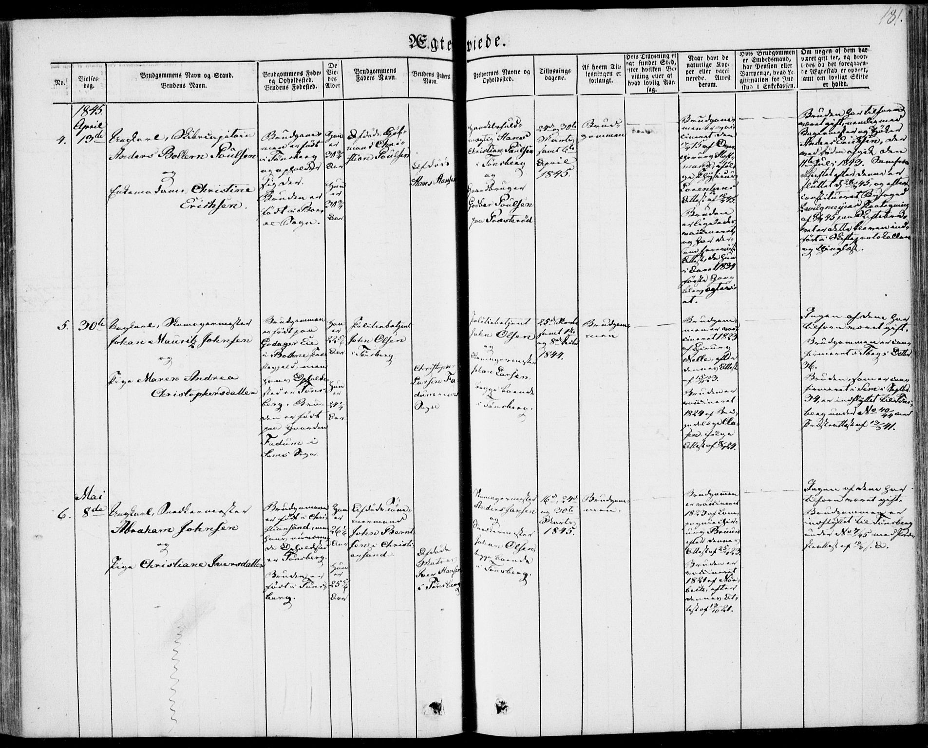 Tønsberg kirkebøker, AV/SAKO-A-330/F/Fa/L0007: Parish register (official) no. I 7, 1845-1854, p. 181