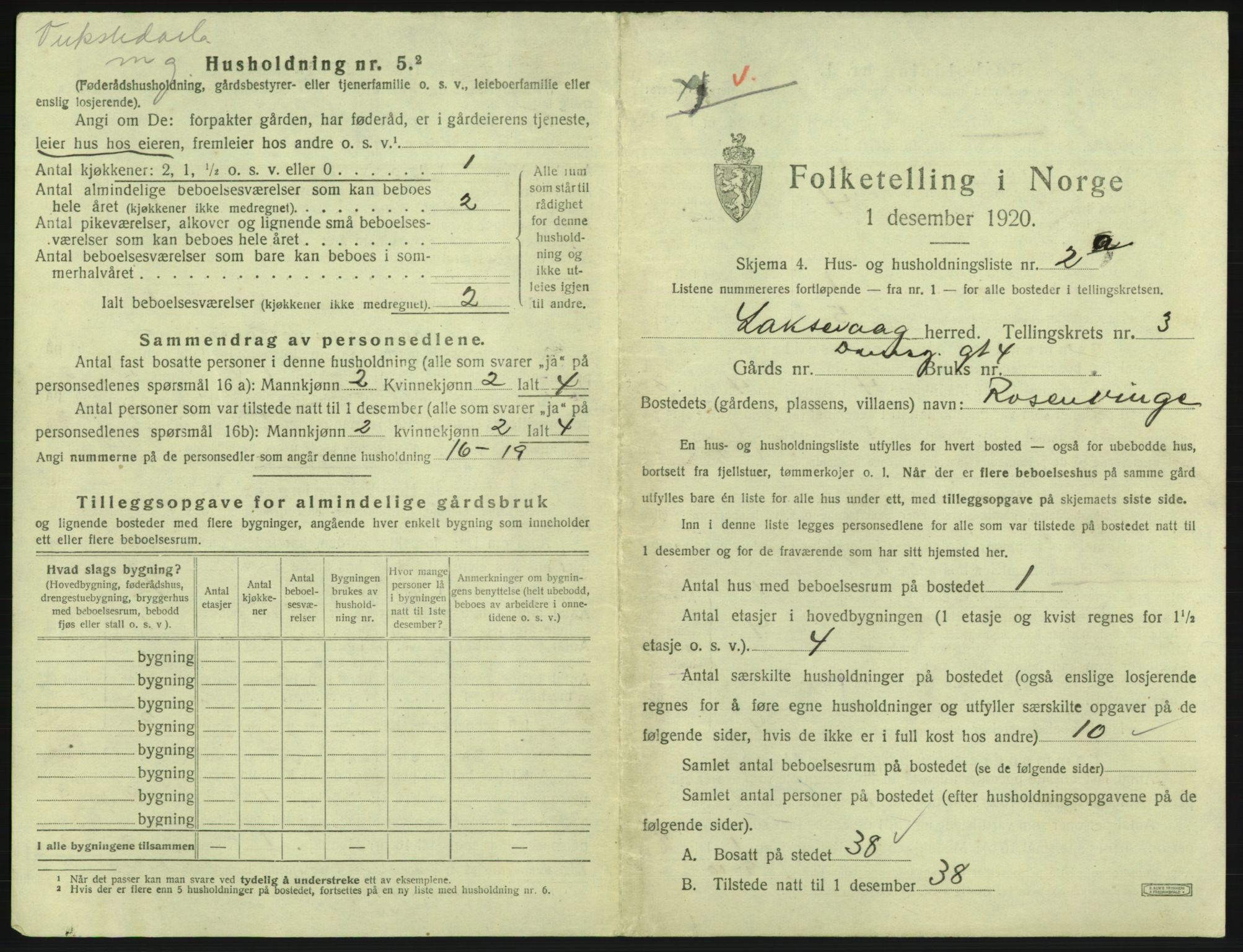 SAB, 1920 census for Laksevåg, 1920, p. 538