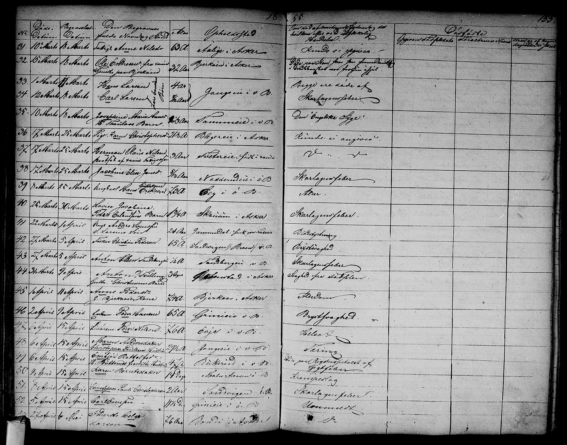 Asker prestekontor Kirkebøker, AV/SAO-A-10256a/F/Fa/L0011: Parish register (official) no. I 11, 1825-1878, p. 155