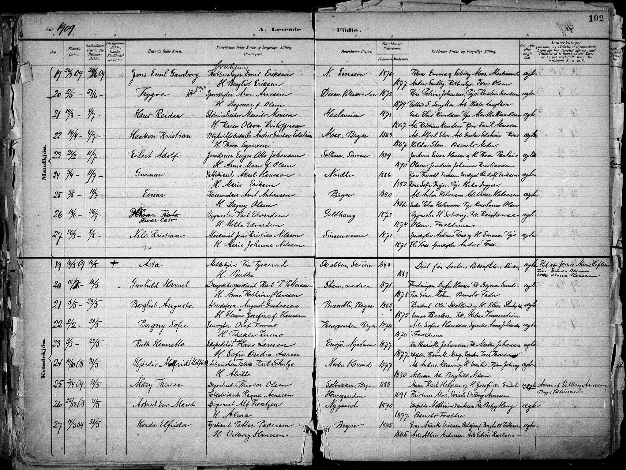 Østre Aker prestekontor Kirkebøker, AV/SAO-A-10840/F/Fa/L0010: Parish register (official) no. I 10, 1895-1912, p. 192