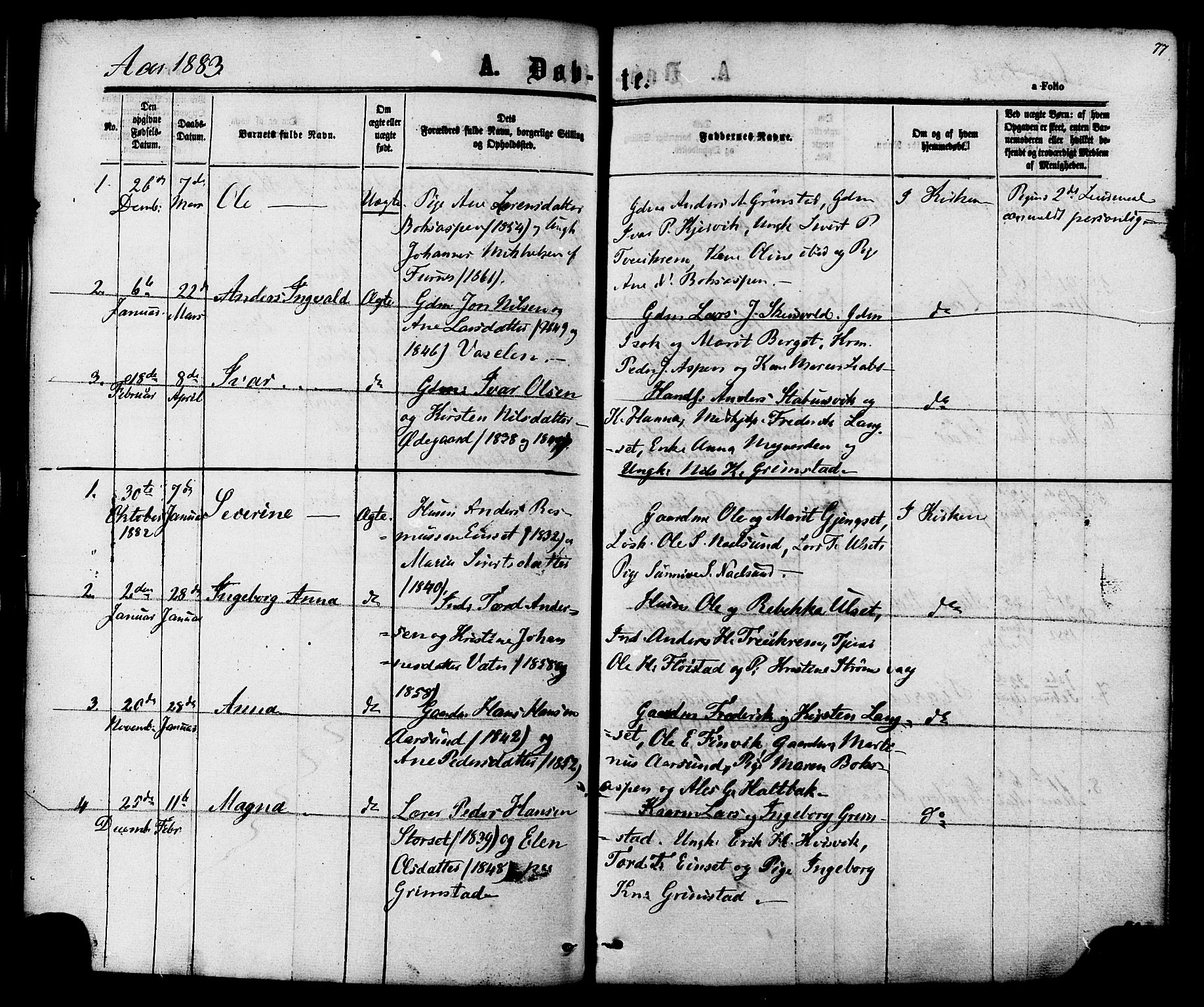Ministerialprotokoller, klokkerbøker og fødselsregistre - Møre og Romsdal, AV/SAT-A-1454/587/L0999: Parish register (official) no. 587A01, 1864-1886, p. 77