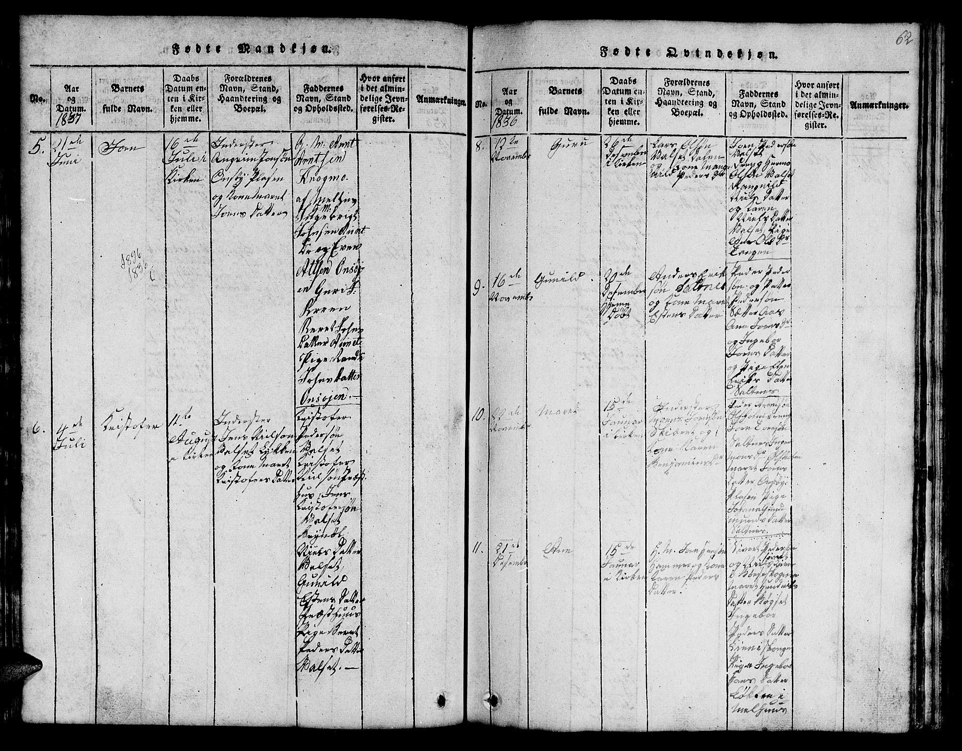 Ministerialprotokoller, klokkerbøker og fødselsregistre - Sør-Trøndelag, SAT/A-1456/666/L0788: Parish register (copy) no. 666C01, 1816-1847, p. 62