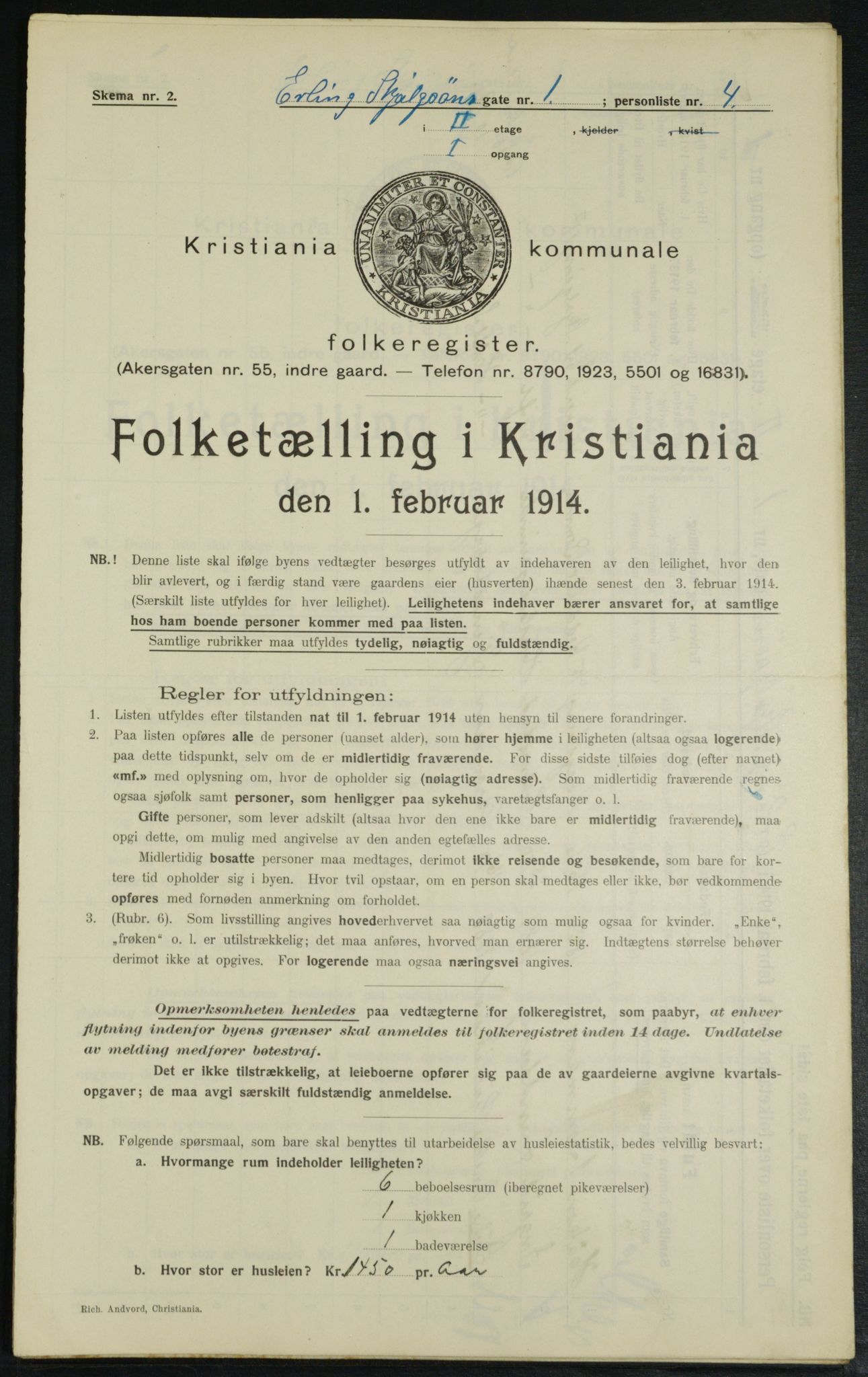 OBA, Municipal Census 1914 for Kristiania, 1914, p. 22187