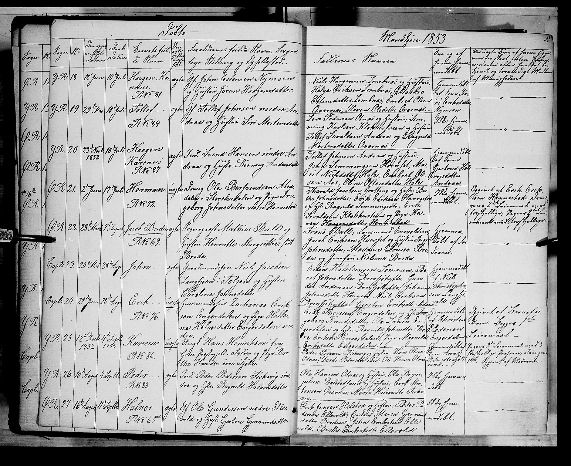 Rendalen prestekontor, AV/SAH-PREST-054/H/Ha/Haa/L0005: Parish register (official) no. 5, 1853-1866, p. 5