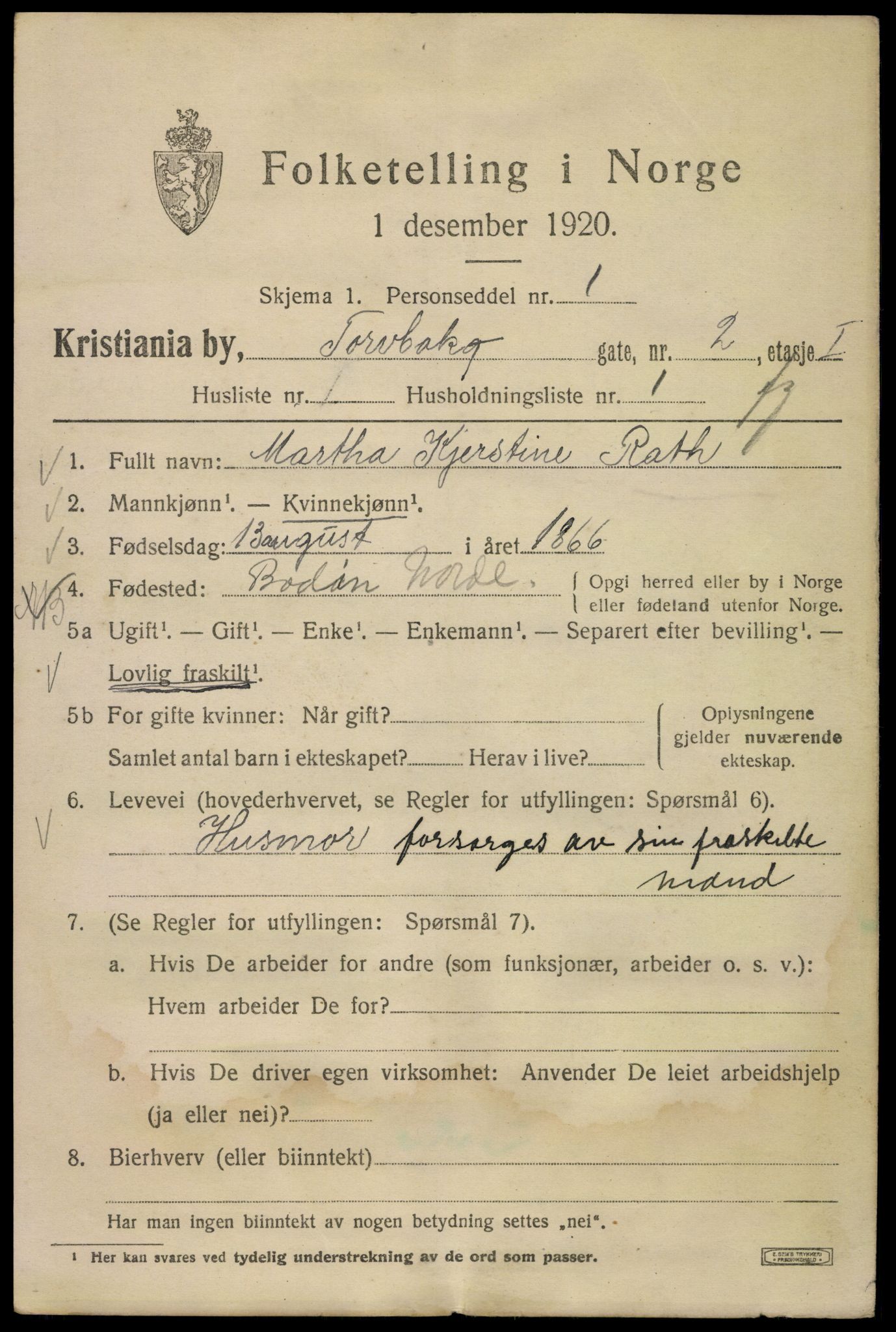SAO, 1920 census for Kristiania, 1920, p. 593357