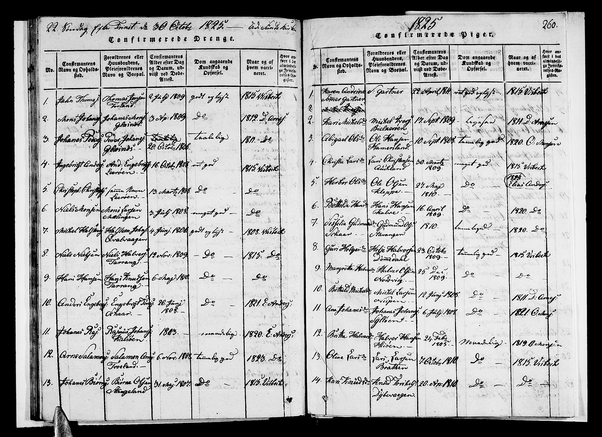 Sund sokneprestembete, SAB/A-99930: Parish register (copy) no. A 1, 1816-1827, p. 260