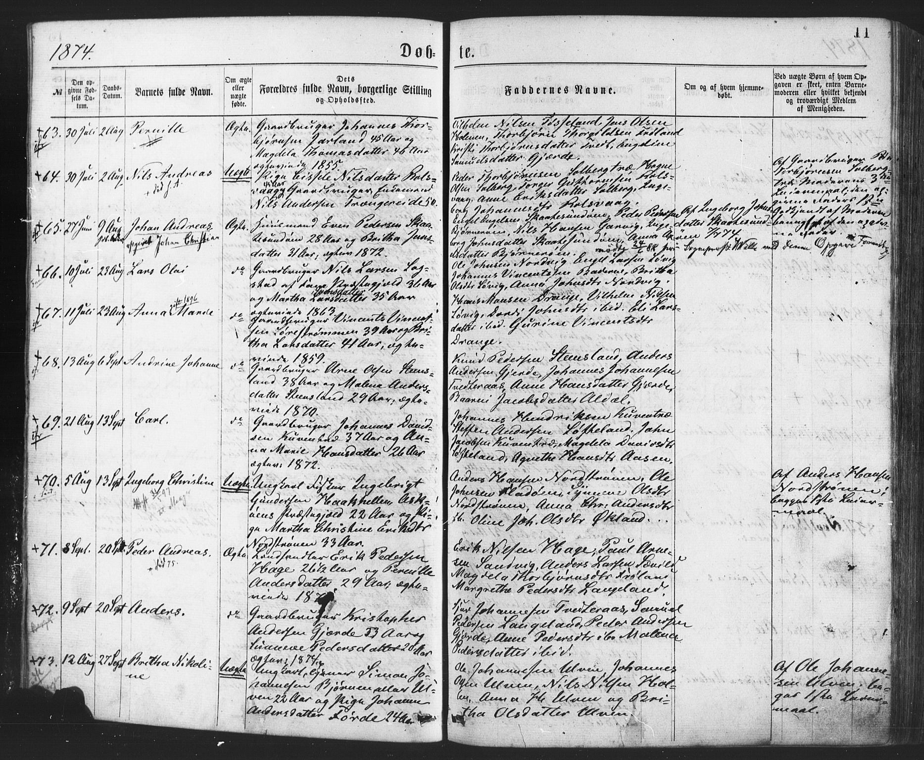 Os sokneprestembete, SAB/A-99929: Parish register (official) no. A 18, 1874-1884, p. 11