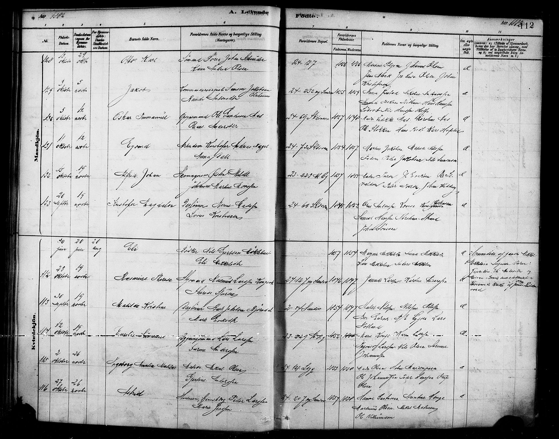 Sandviken Sokneprestembete, AV/SAB-A-77601/H/Ha/L0004: Parish register (official) no. B 1, 1878-1891, p. 112