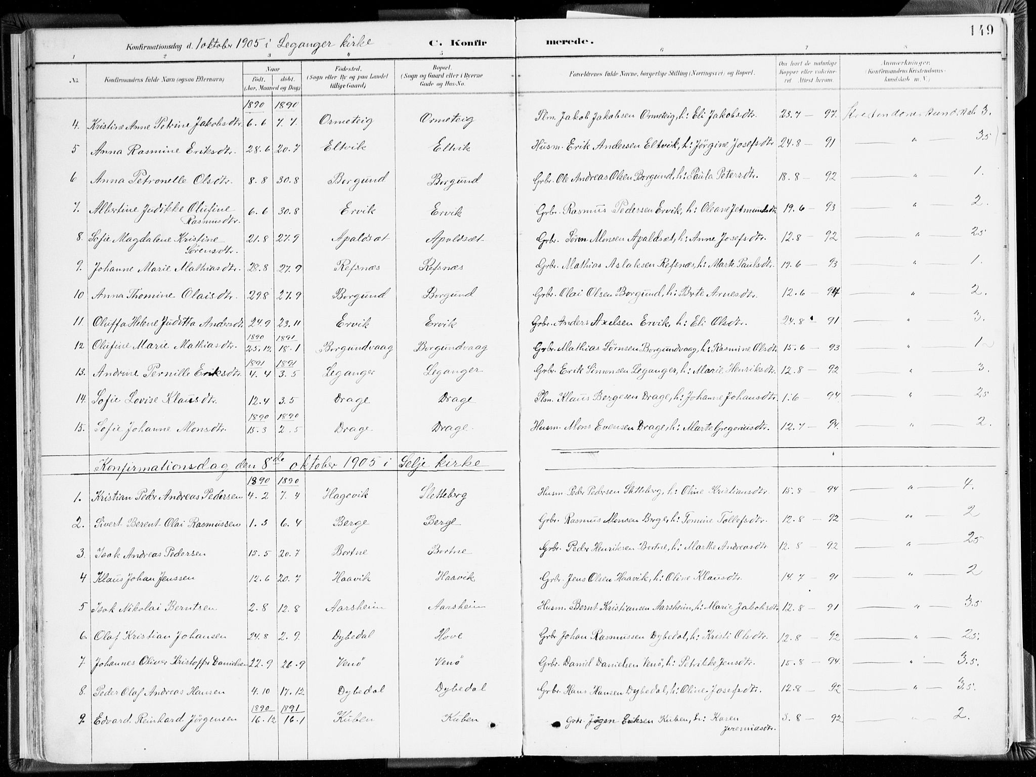 Selje sokneprestembete, SAB/A-99938/H/Ha/Haa/Haab: Parish register (official) no. B 2, 1891-1907, p. 149