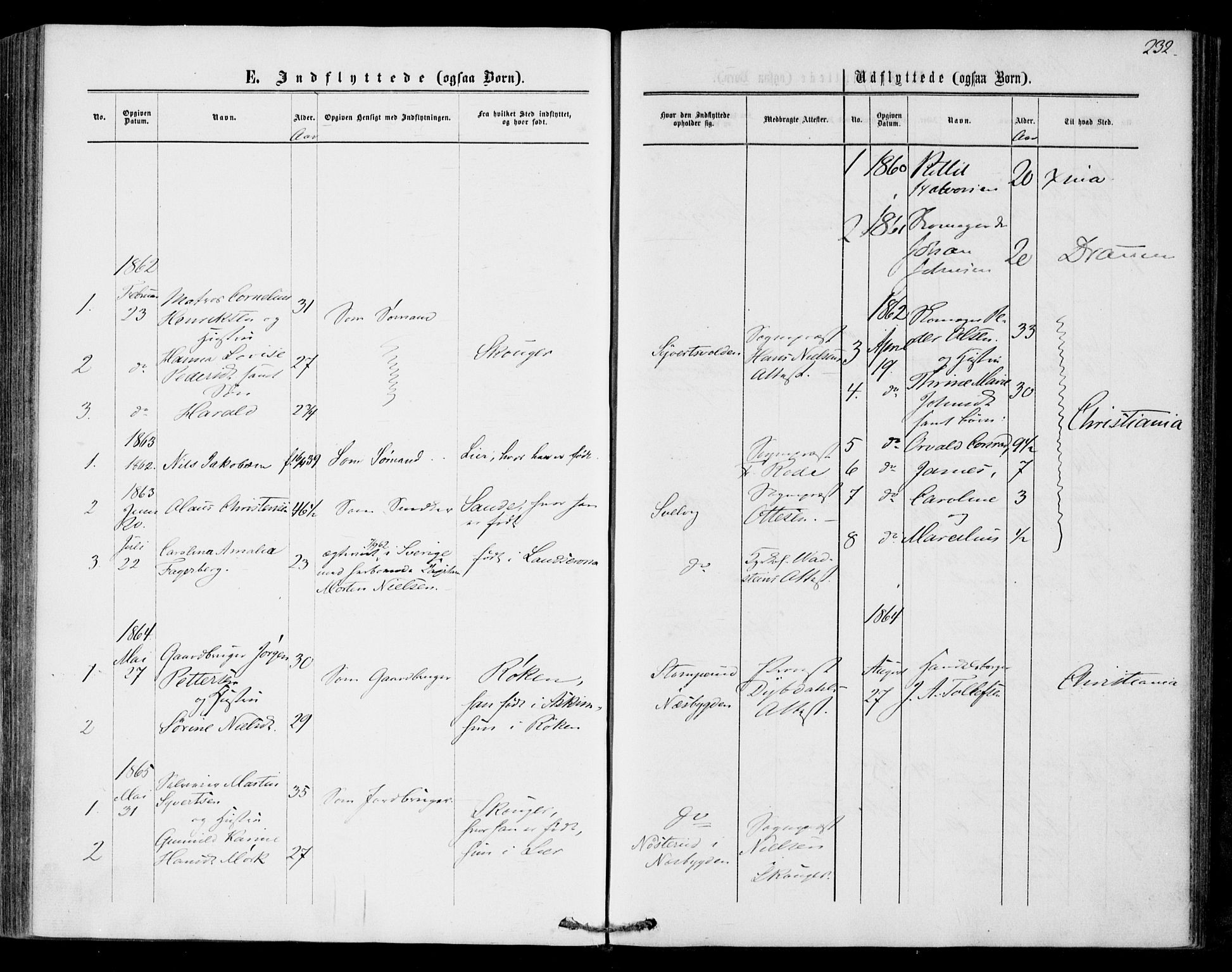 Strømm kirkebøker, AV/SAKO-A-322/F/Fa/L0001: Parish register (official) no. I 1, 1861-1869, p. 232