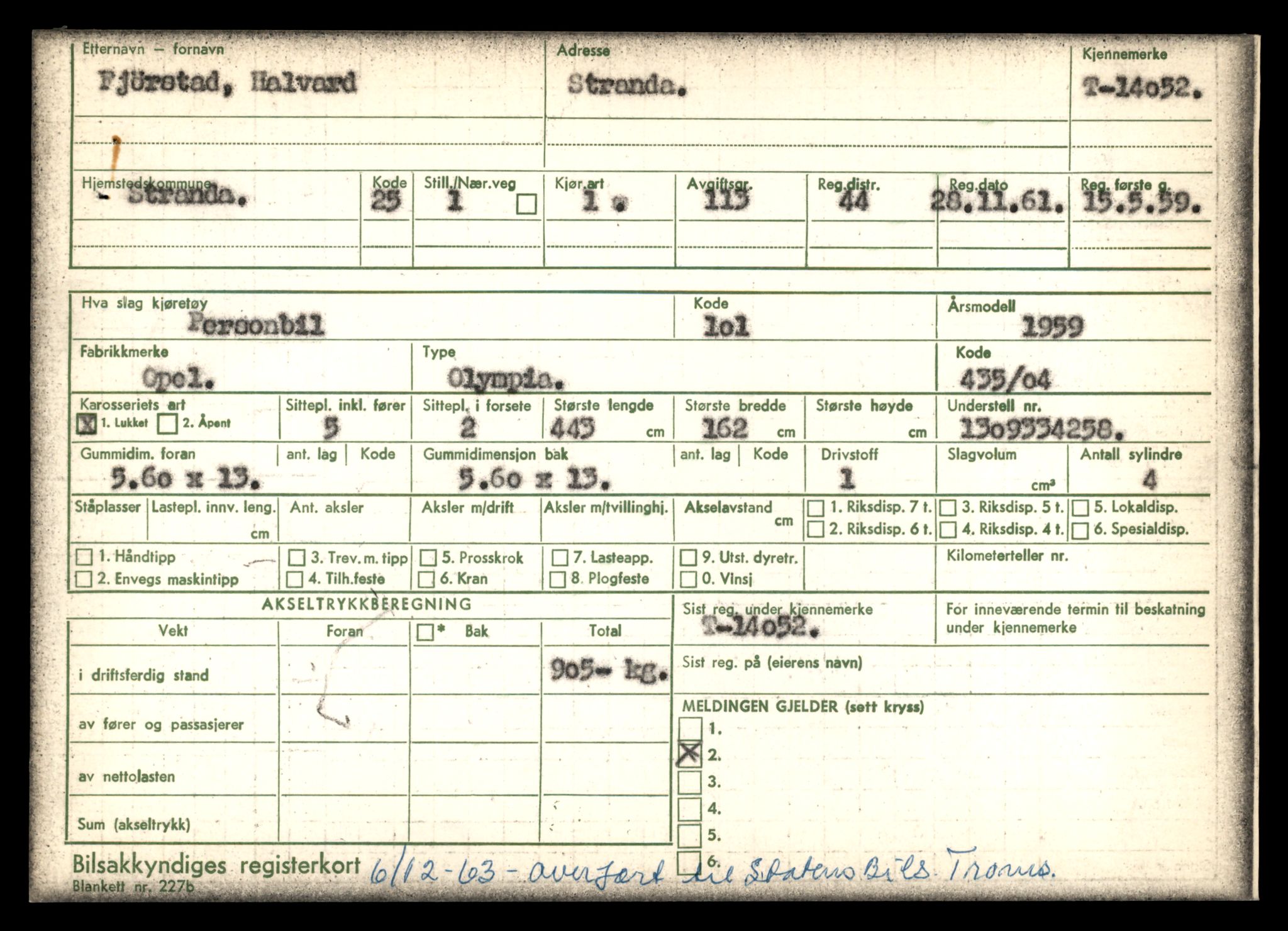 Møre og Romsdal vegkontor - Ålesund trafikkstasjon, AV/SAT-A-4099/F/Fe/L0042: Registreringskort for kjøretøy T 13906 - T 14079, 1927-1998, p. 2527