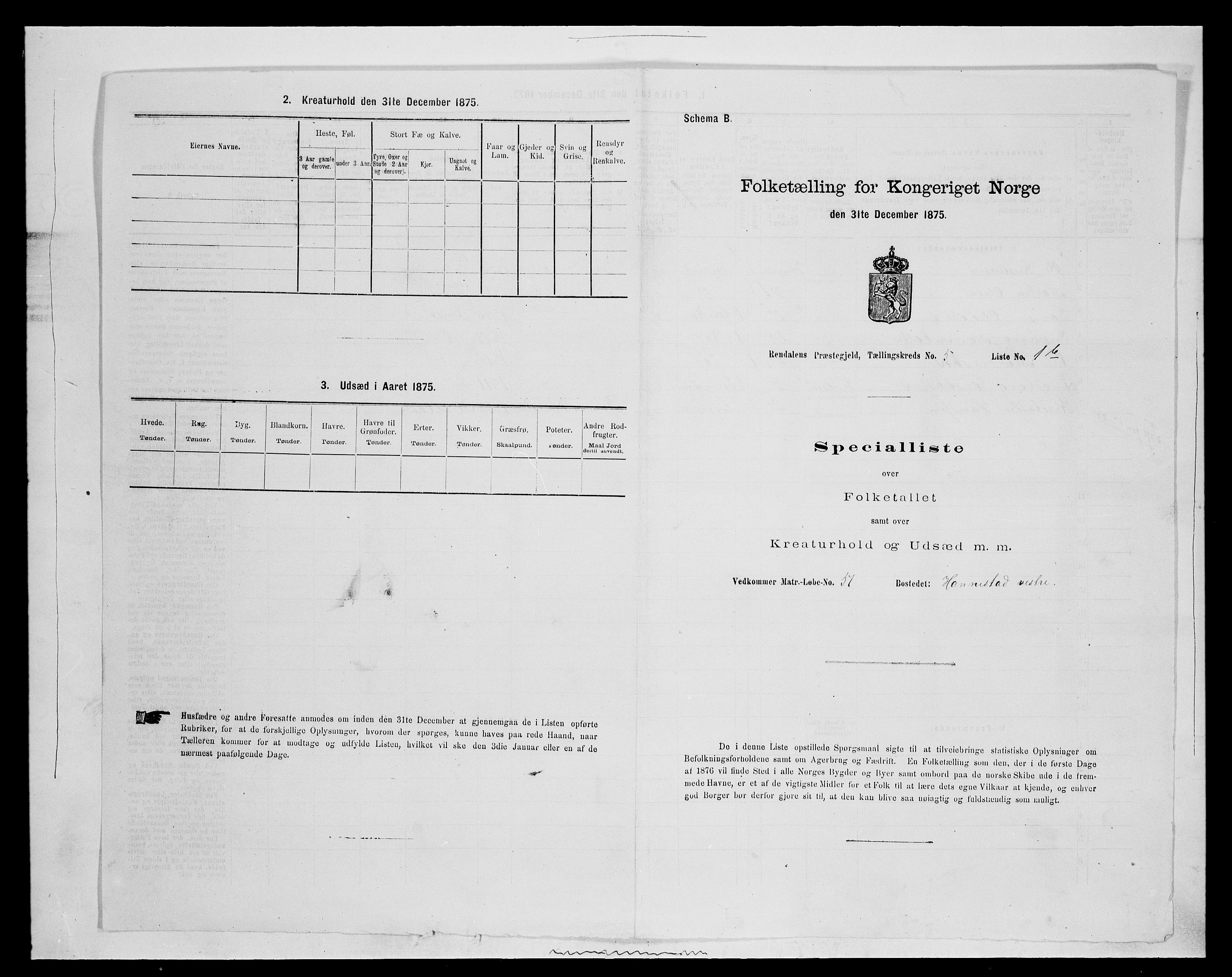 SAH, 1875 census for 0432P Rendalen, 1875, p. 448