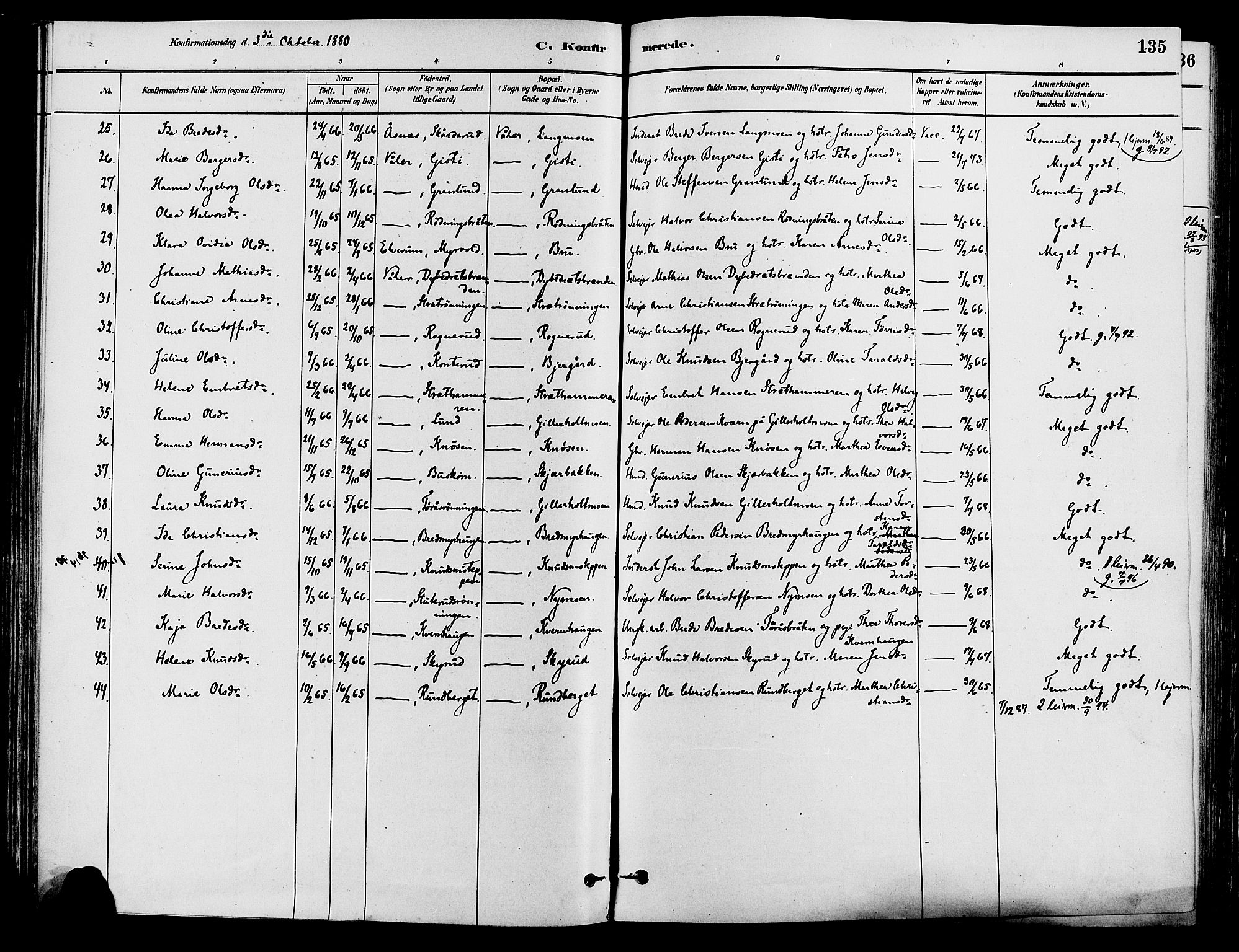 Våler prestekontor, Hedmark, AV/SAH-PREST-040/H/Ha/Haa/L0002: Parish register (official) no. 3, 1879-1911, p. 135